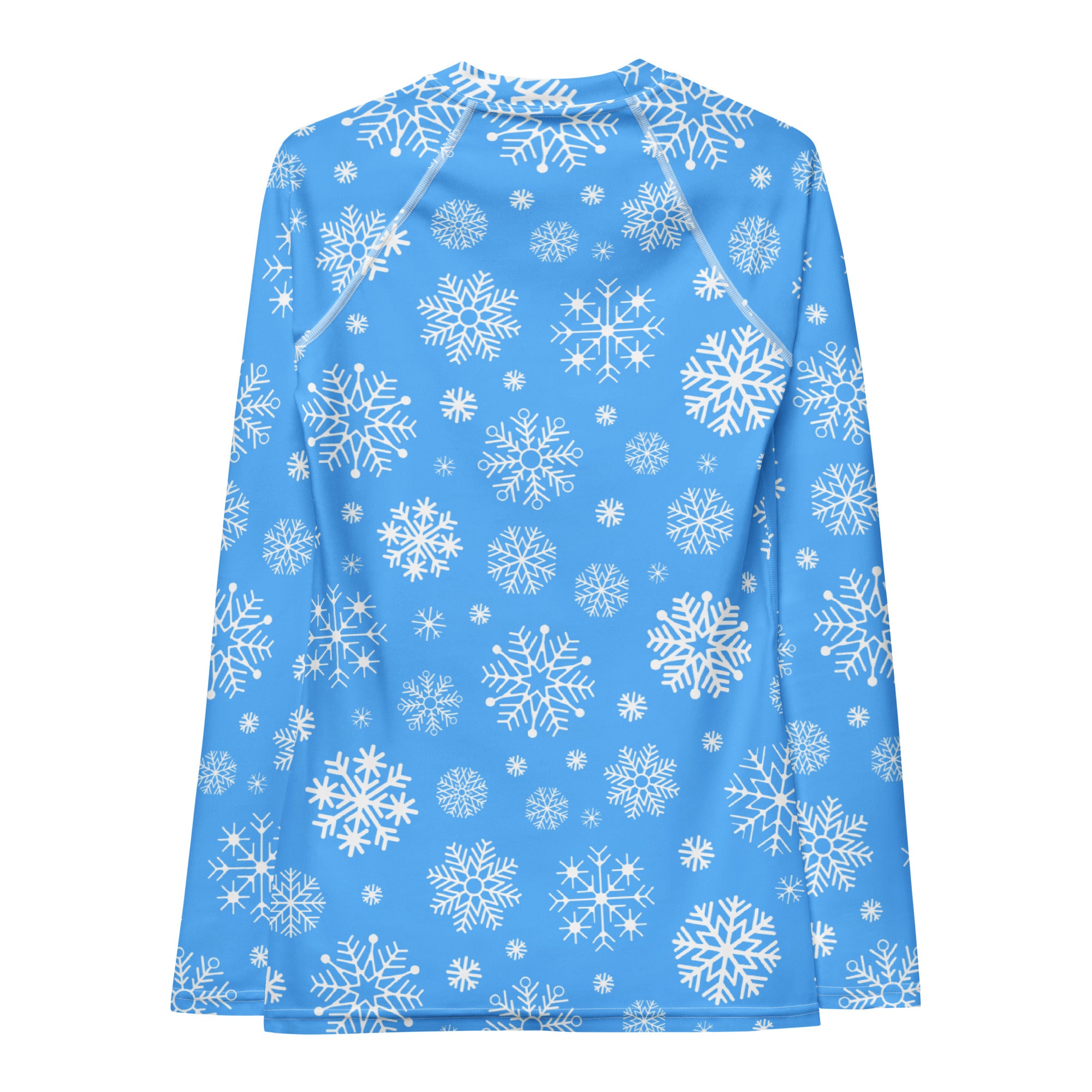 Women's Blue Snowflake Long Sleeve Rash Guard Swim Shirt – Buttery Soft, Sun Safe UPF 50+ Protection, Quick Dry & 4-Way Stretch Comfort