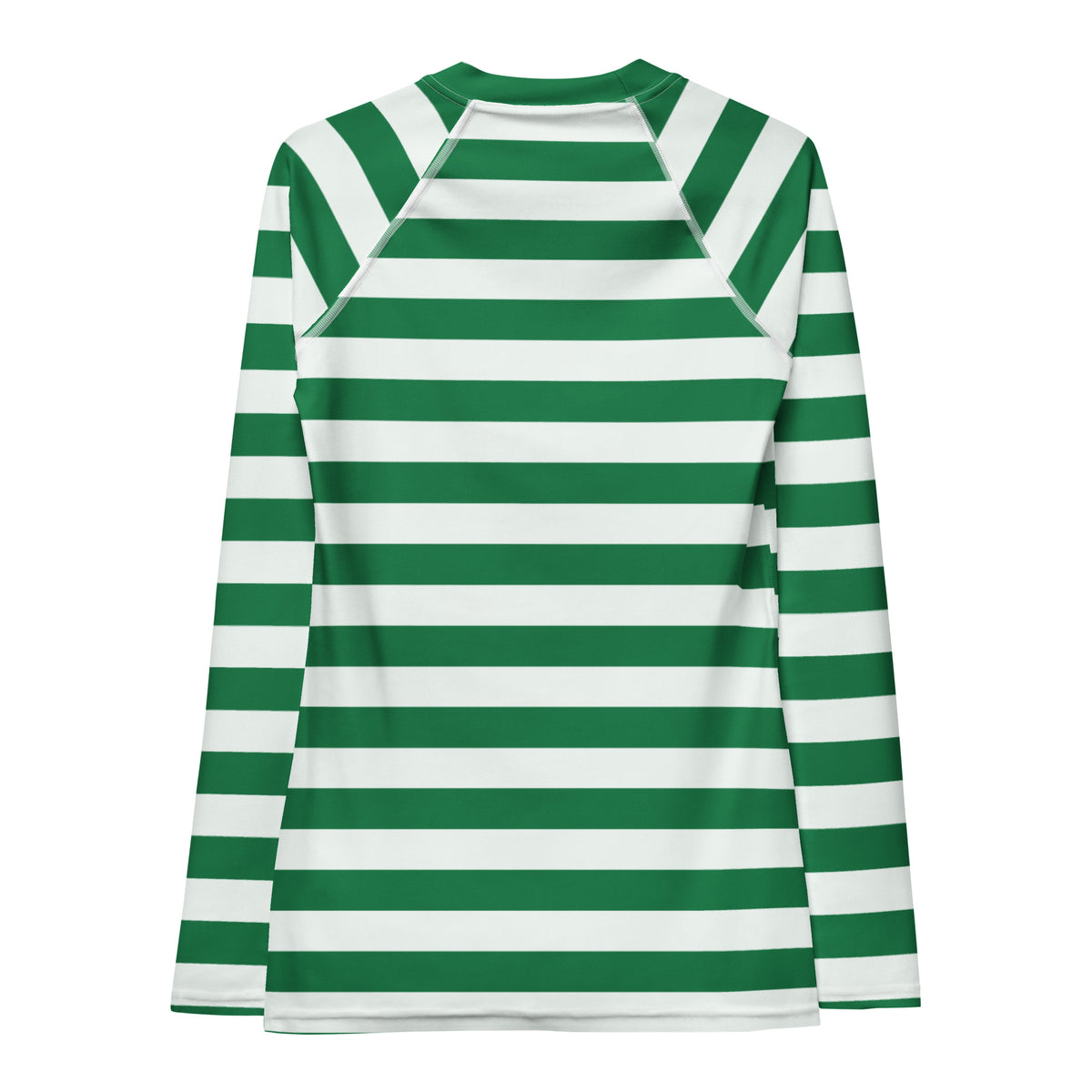 Women's Green & White Striped Long Sleeve Rash Guard Swim Shirt – Buttery Soft, Sun Safe UPF 50+ Protection, Quick Dry & 4-Way Stretch Comfort
