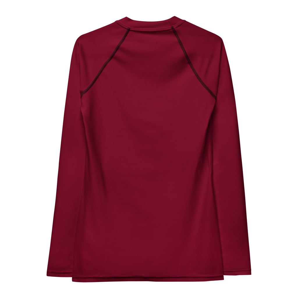 Women's Crimson Red Long Sleeve Rash Guard Swim Shirt – Buttery Soft, Sun Safe UPF 50+ Protection, Quick Dry & 4-Way Stretch Comfort