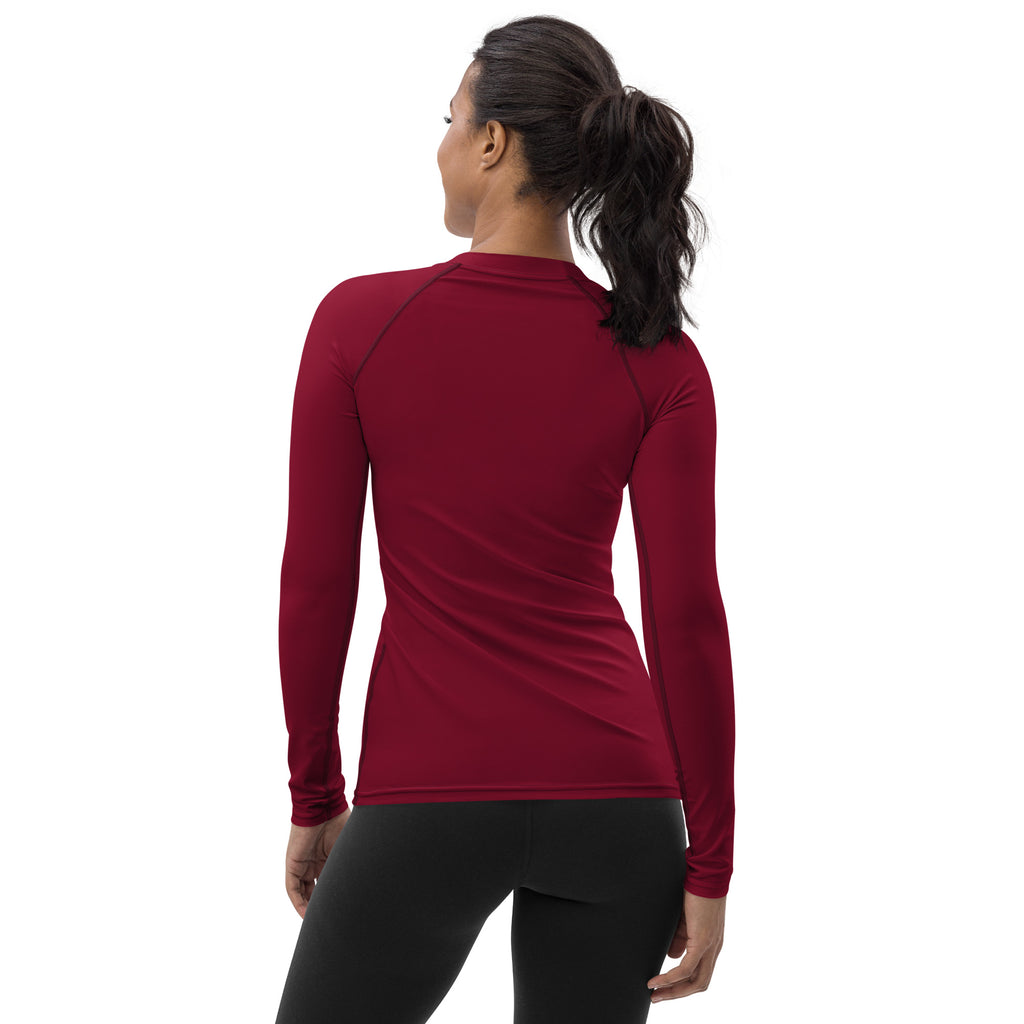 Women's Crimson Red Long Sleeve Rash Guard Swim Shirt – Buttery Soft, Sun Safe UPF 50+ Protection, Quick Dry & 4-Way Stretch Comfort