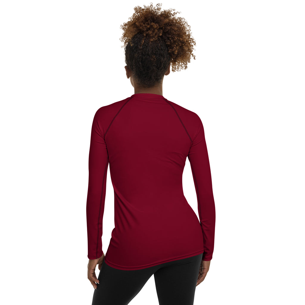Women's Crimson Red Long Sleeve Rash Guard Swim Shirt – Buttery Soft, Sun Safe UPF 50+ Protection, Quick Dry & 4-Way Stretch Comfort