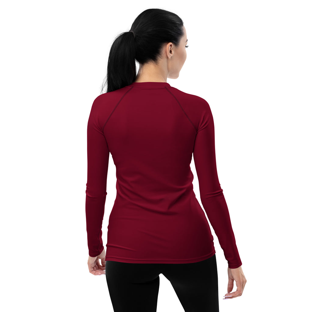 Women's Crimson Red Long Sleeve Rash Guard Swim Shirt – Buttery Soft, Sun Safe UPF 50+ Protection, Quick Dry & 4-Way Stretch Comfort