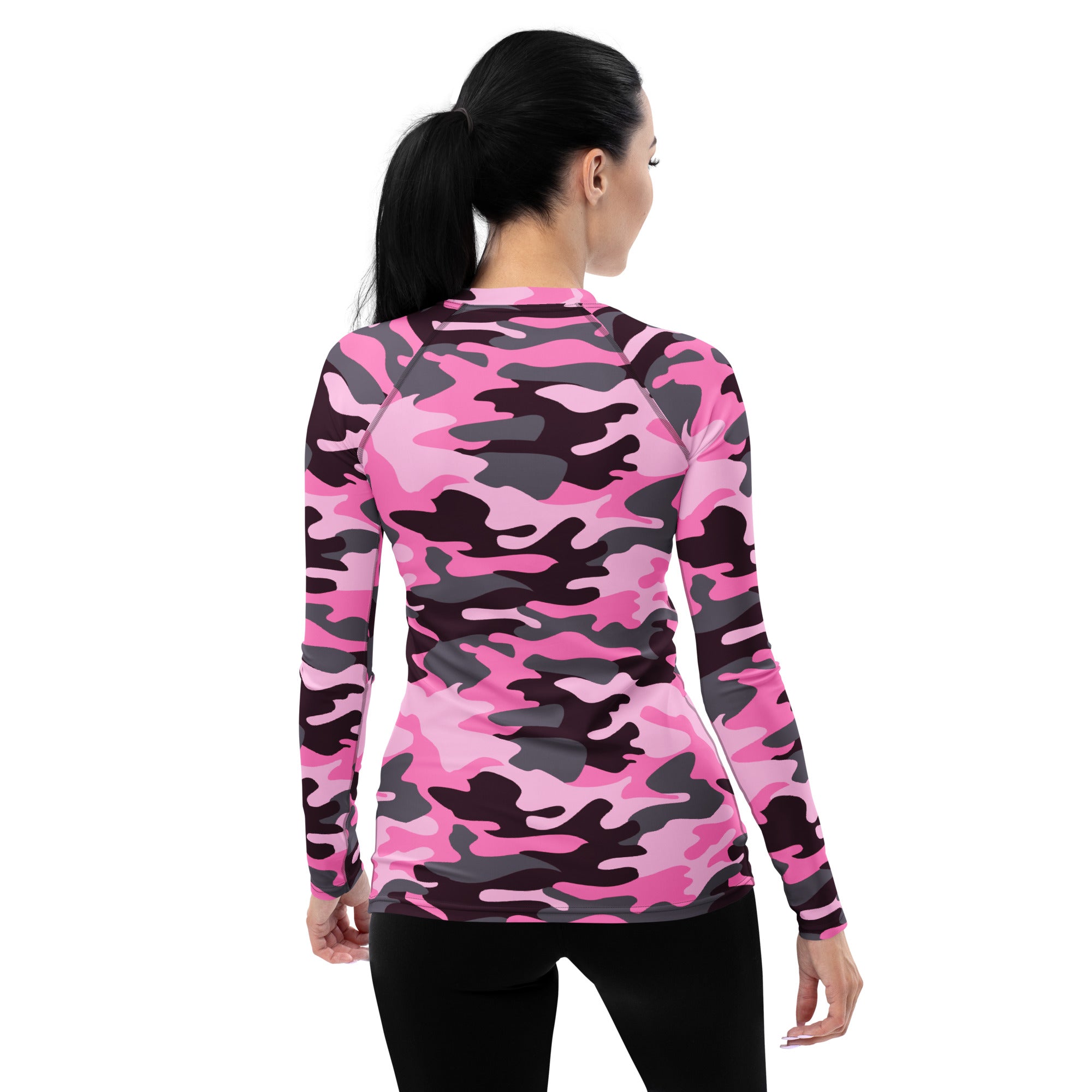 Women's Pink Camouflage Long Sleeve Rash Guard Swim Shirt – Buttery Soft, Sun Safe UPF 50+ Protection, Quick Dry & 4-Way Stretch Comfort