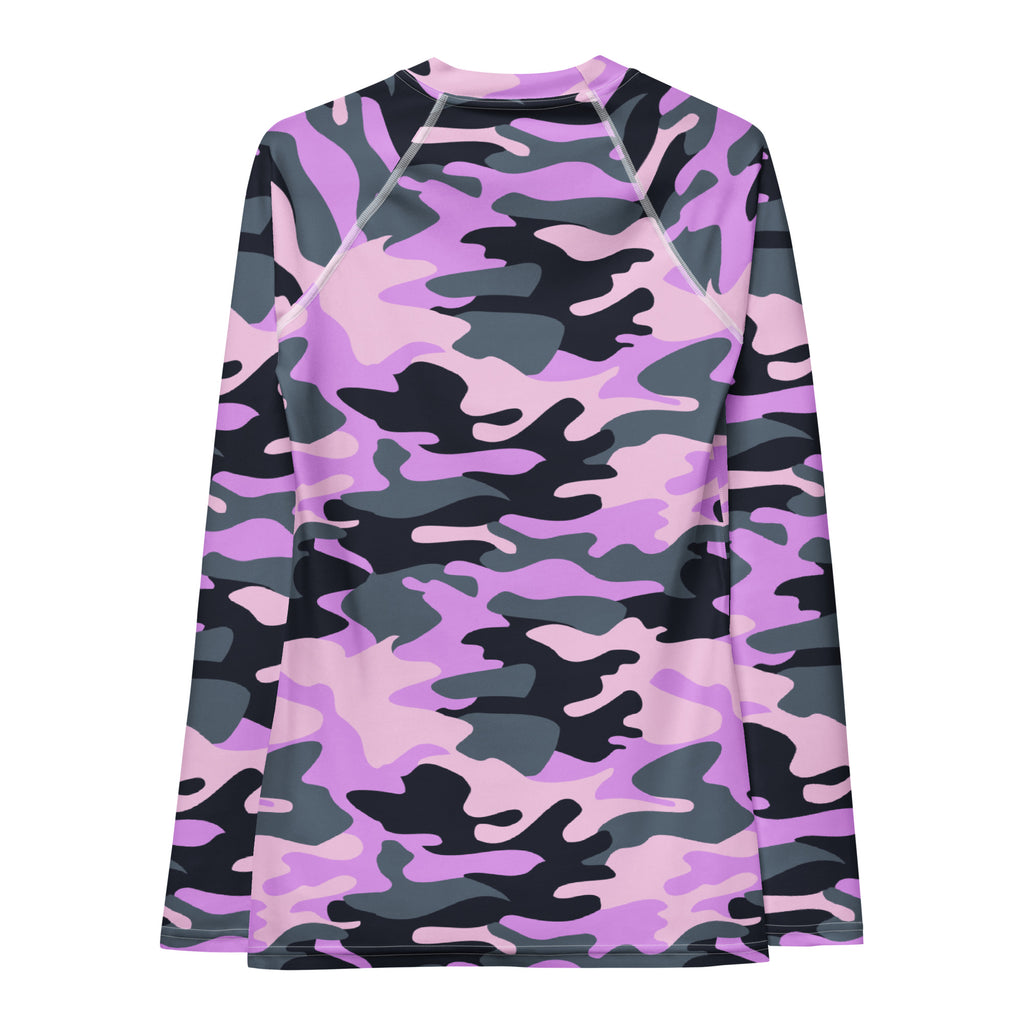 Women's Purple Camouflage Long Sleeve Rash Guard Swim Shirt – Buttery Soft, Sun Safe UPF 50+ Protection, Quick Dry & 4-Way Stretch Comfort