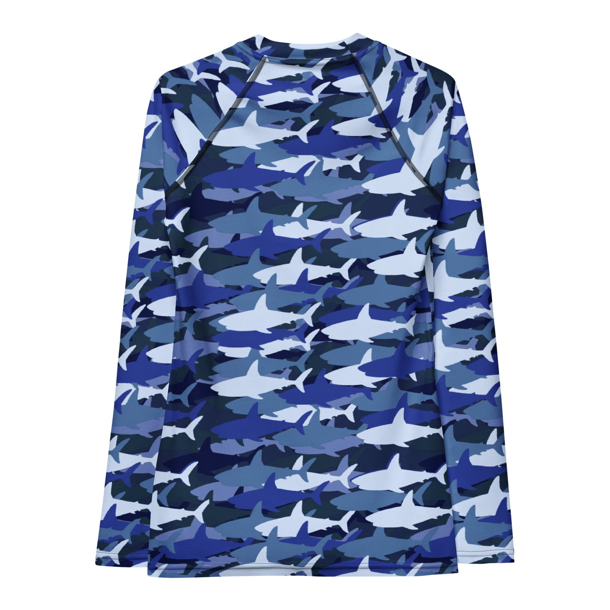Women's Blue Shark Camouflage Long Sleeve Rash Guard Swim Shirt – Buttery Soft, Sun Safe UPF 50+ Protection, Quick Dry & 4-Way Stretch Comfort