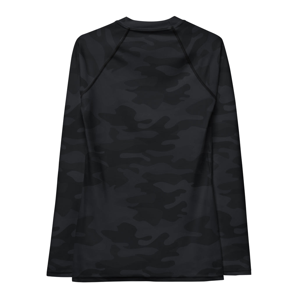 Women's Black Camouflage Long Sleeve Rash Guard Swim Shirt – Buttery Soft, Sun Safe UPF 50+ Protection, Quick Dry & 4-Way Stretch Comfort