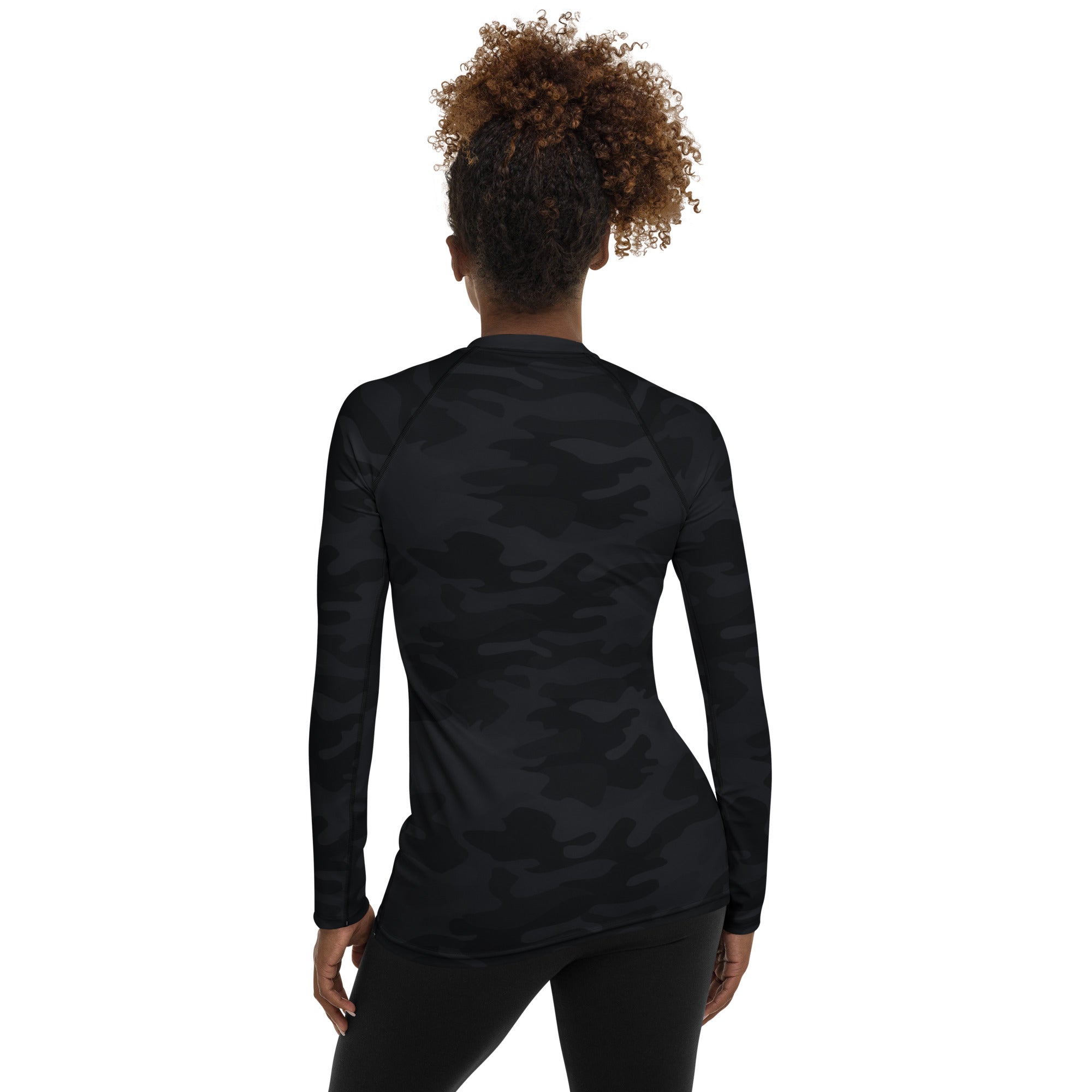 Women's Black Camouflage Long Sleeve Rash Guard Swim Shirt – Buttery Soft, Sun Safe UPF 50+ Protection, Quick Dry & 4-Way Stretch Comfort