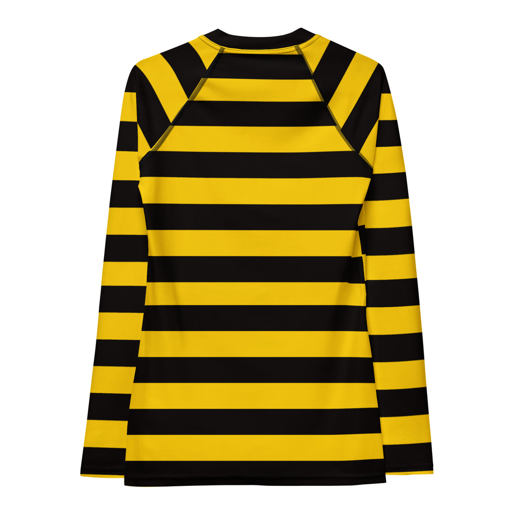Women's Bee Stripe Long Sleeve Rash Guard Swim Shirt – Buttery Soft, Sun Safe UPF 50+ Protection, Quick Dry & 4-Way Stretch Comfort