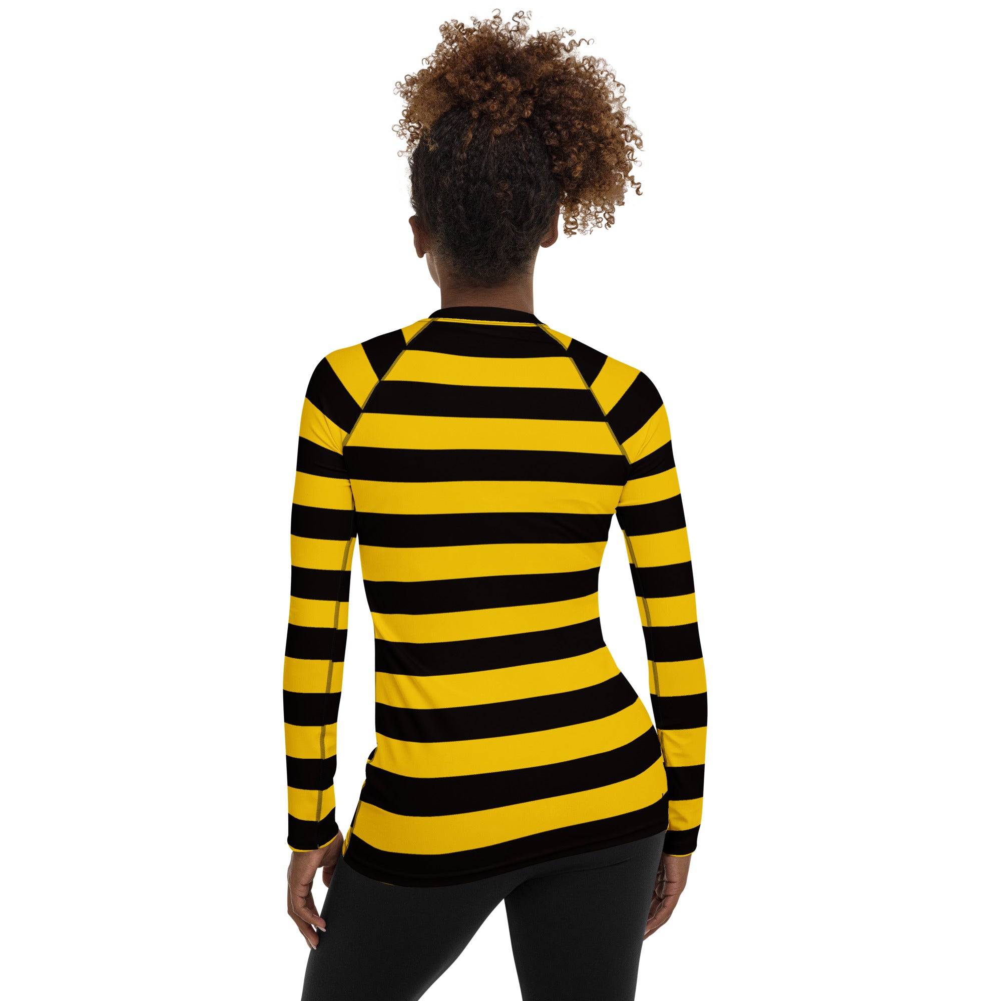 Women's Bee Stripe Long Sleeve Rash Guard Swim Shirt – Buttery Soft, Sun Safe UPF 50+ Protection, Quick Dry & 4-Way Stretch Comfort