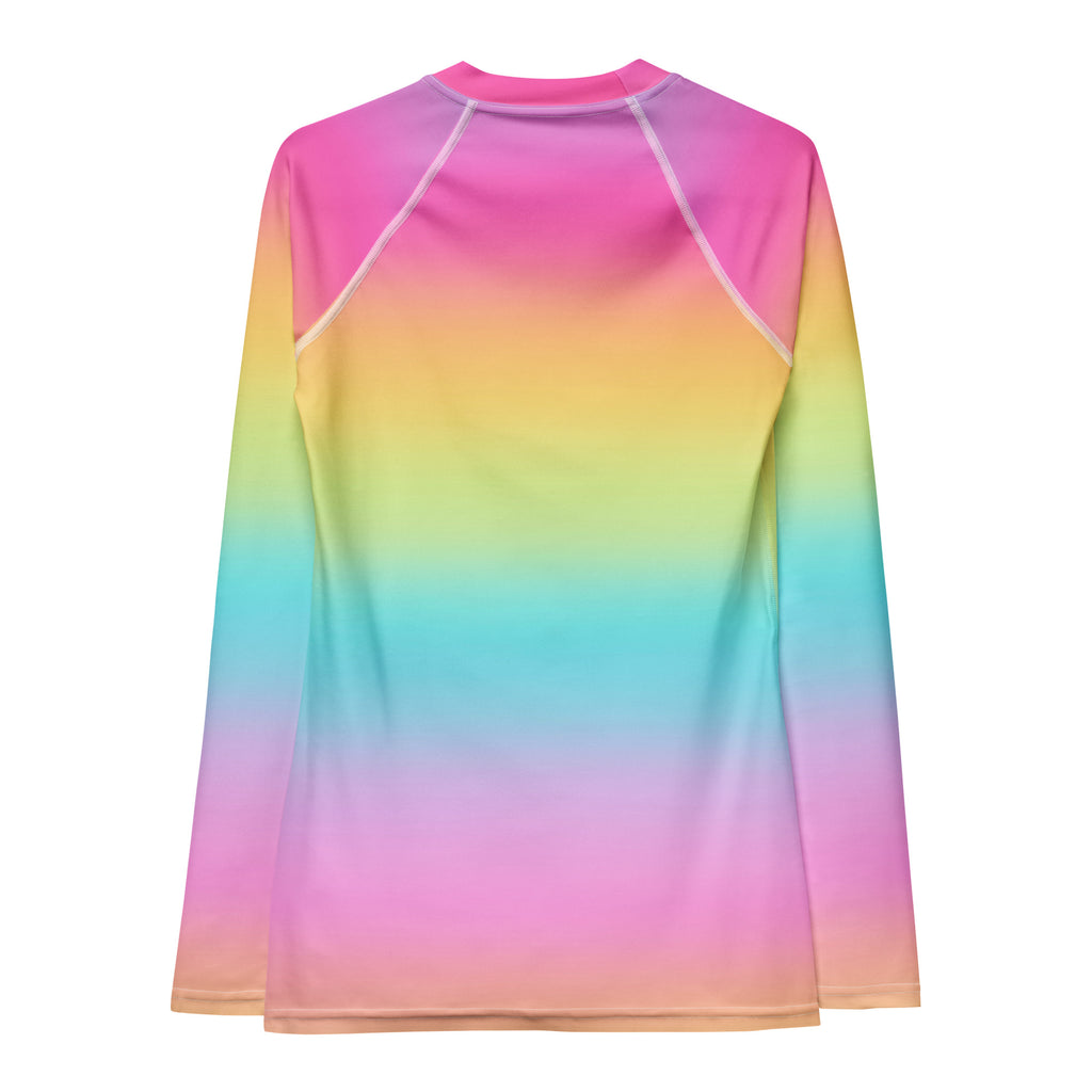 Women's Bright Rainbow Long Sleeve Rash Guard Swim Shirt – Buttery Soft, Sun Safe UPF 50+ Protection, Quick Dry & 4-Way Stretch Comfort