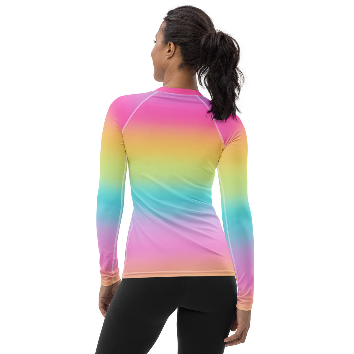 Women's Bright Rainbow Long Sleeve Rash Guard Swim Shirt – Buttery Soft, Sun Safe UPF 50+ Protection, Quick Dry & 4-Way Stretch Comfort