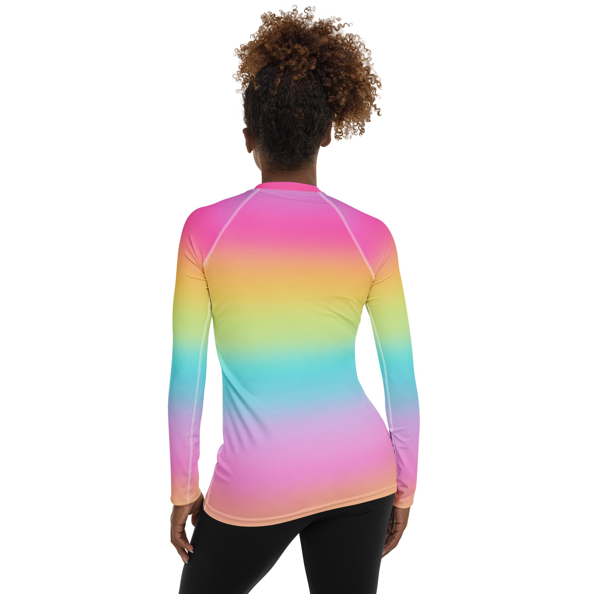 Women's Bright Rainbow Long Sleeve Rash Guard Swim Shirt – Buttery Soft, Sun Safe UPF 50+ Protection, Quick Dry & 4-Way Stretch Comfort