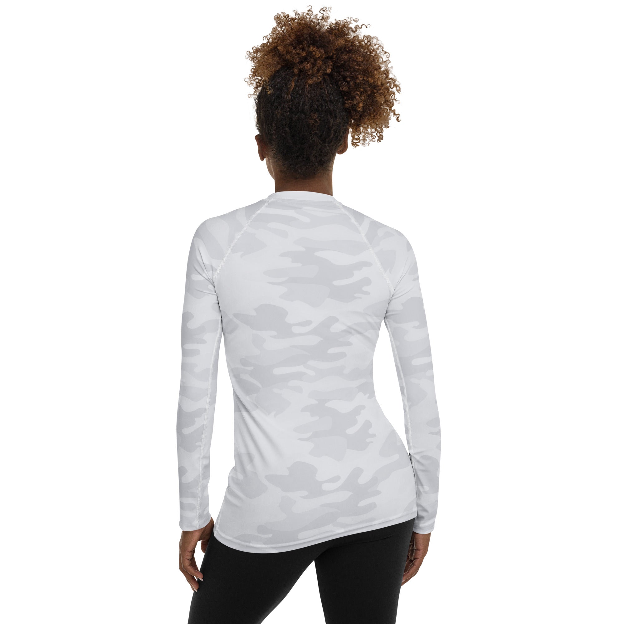 Women's White Camouflage Long Sleeve Rash Guard Swim Shirt – Buttery Soft, Sun Safe UPF 50+ Protection, Quick Dry & 4-Way Stretch Comfort