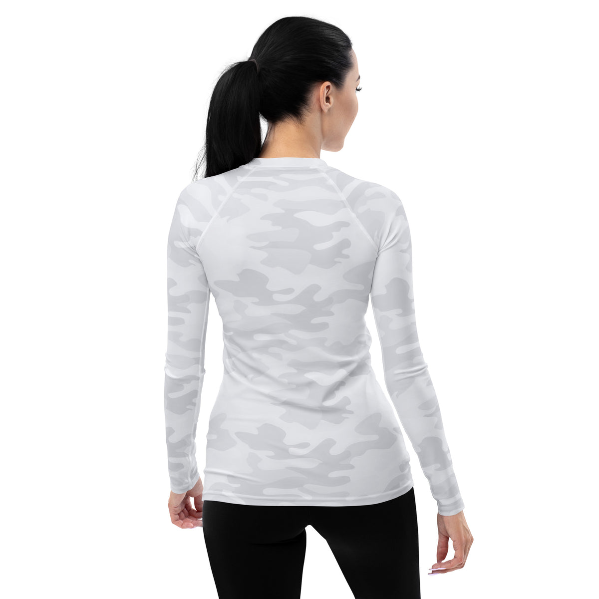 Women's White Camouflage Long Sleeve Rash Guard Swim Shirt – Buttery Soft, Sun Safe UPF 50+ Protection, Quick Dry & 4-Way Stretch Comfort