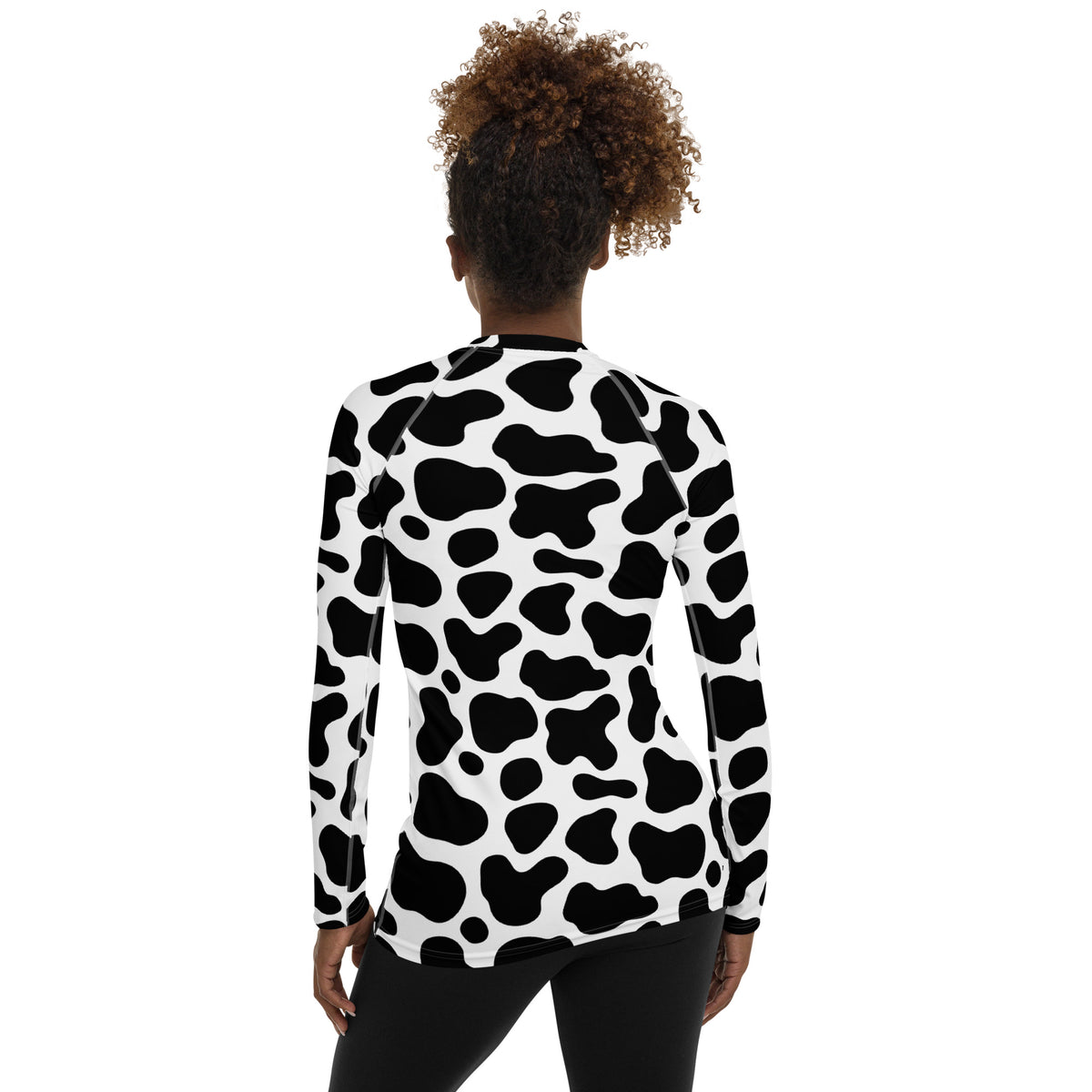 Women's Cow Print Long Sleeve Rash Guard Swim Shirt – Buttery Soft, Sun Safe UPF 50+ Protection, Quick Dry & 4-Way Stretch Comfort