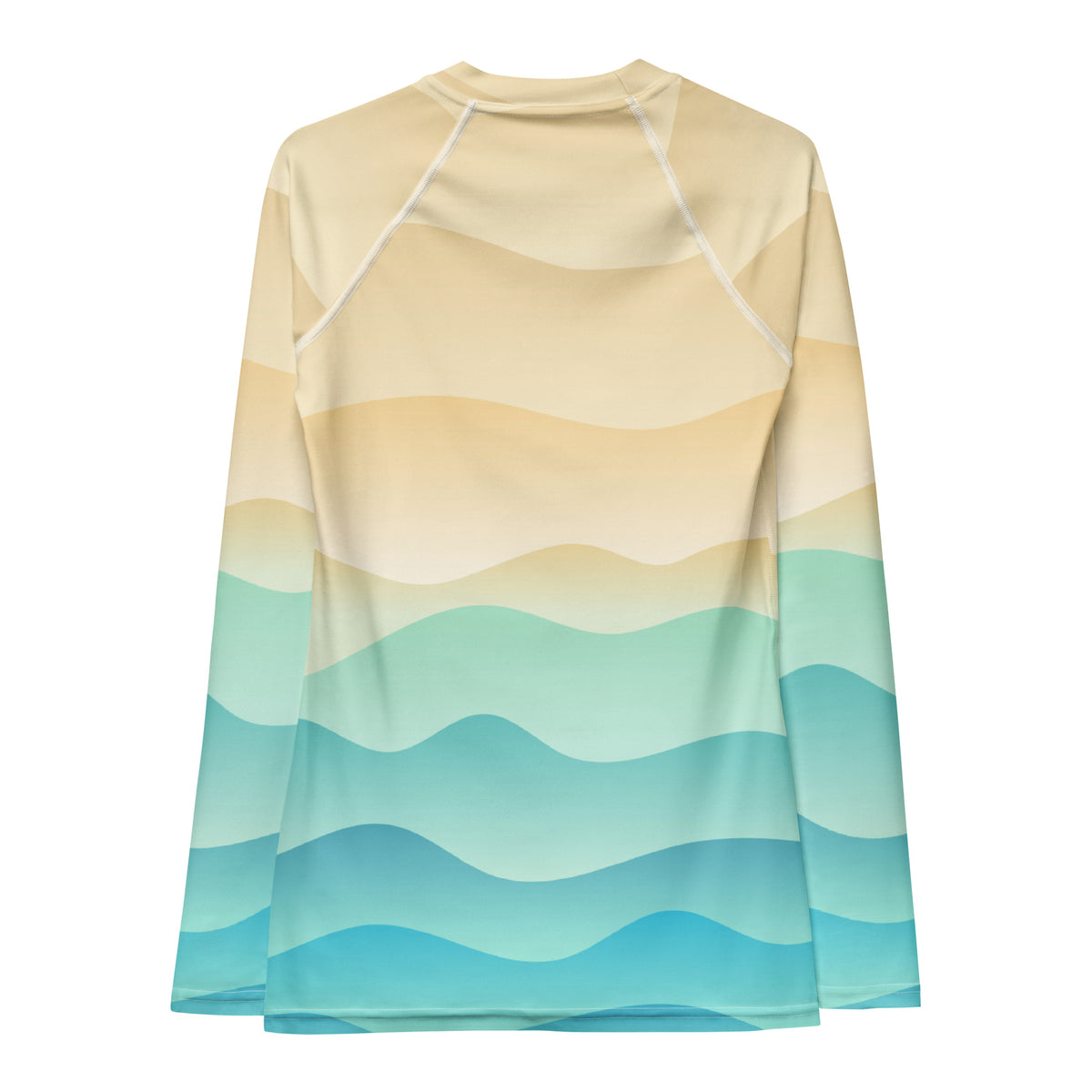 Women's Sand & Ocean Waves Long Sleeve Rash Guard Swim Shirt – Buttery Soft, Sun Safe UPF 50+ Protection, Quick Dry & 4-Way Stretch Comfort