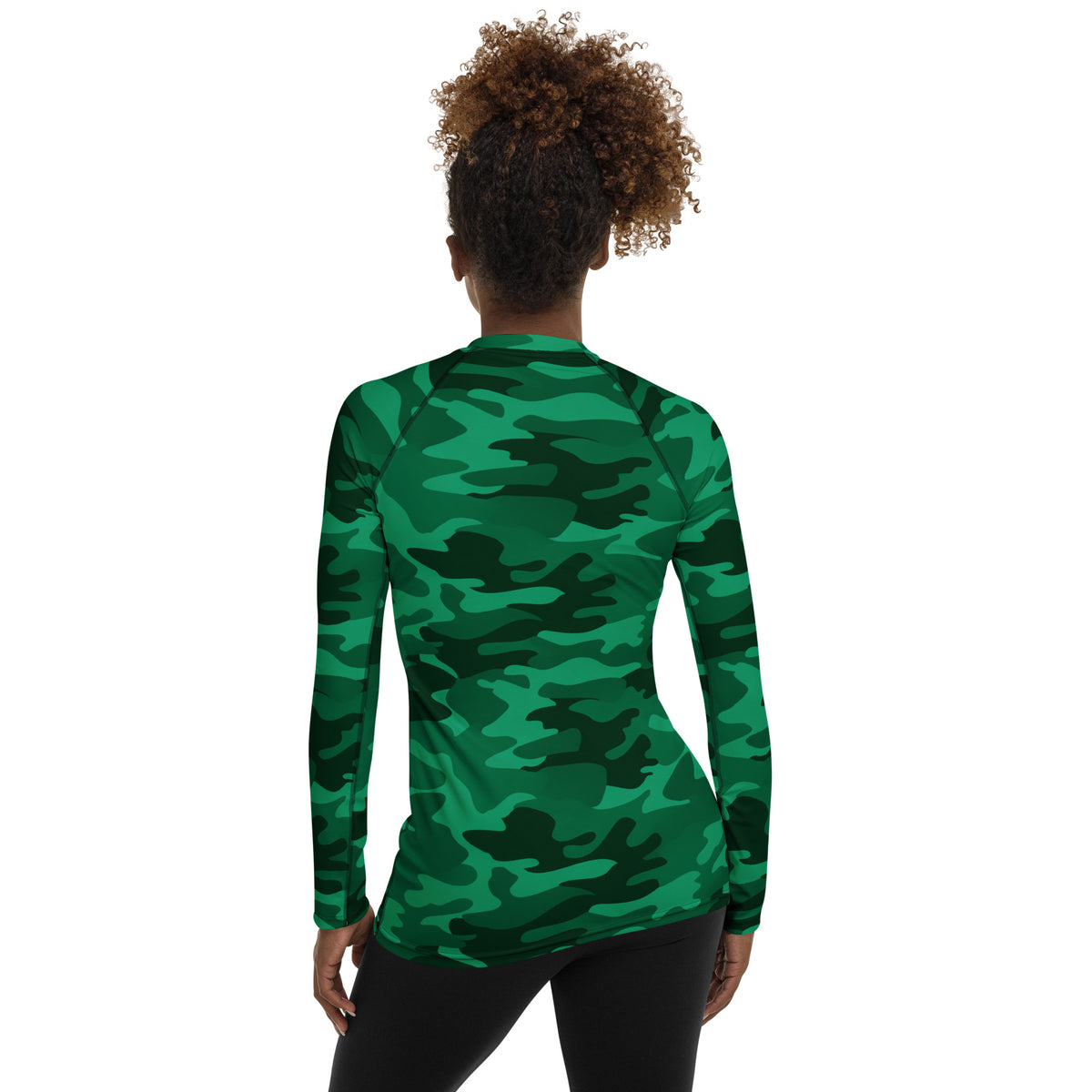 Women's Green Camouflage Long Sleeve Rash Guard Swim Shirt – Buttery Soft, Sun Safe UPF 50+ Protection, Quick Dry & 4-Way Stretch Comfort
