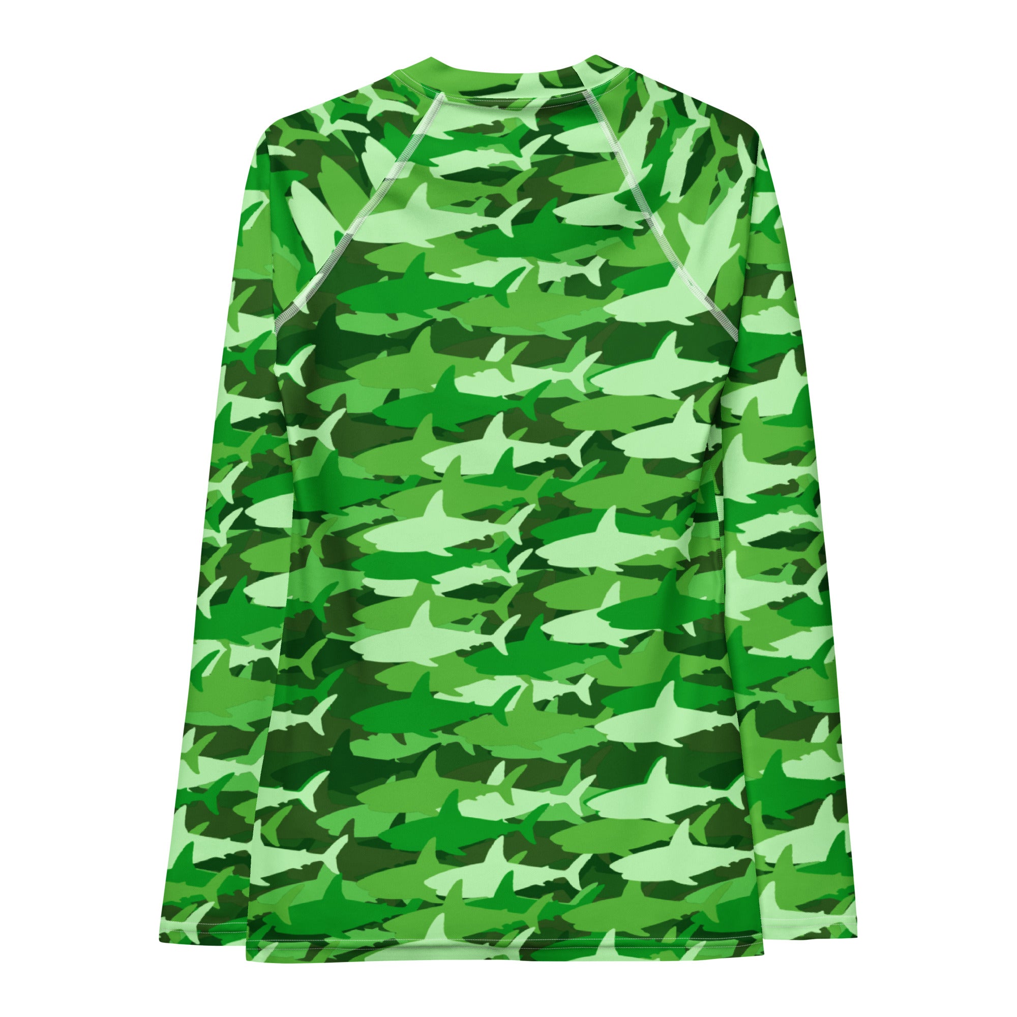 Women's Green Shark Camouflage Long Sleeve Rash Guard Swim Shirt – Buttery Soft, Sun Safe UPF 50+ Protection, Quick Dry & 4-Way Stretch Comfort