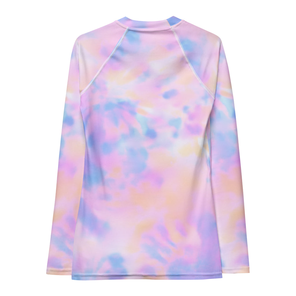 Women's Pastel Watercolor Tie Dye Long Sleeve Rash Guard Swim Shirt – Buttery Soft, Sun Safe UPF 50+ Protection, Quick Dry & 4-Way Stretch Comfort