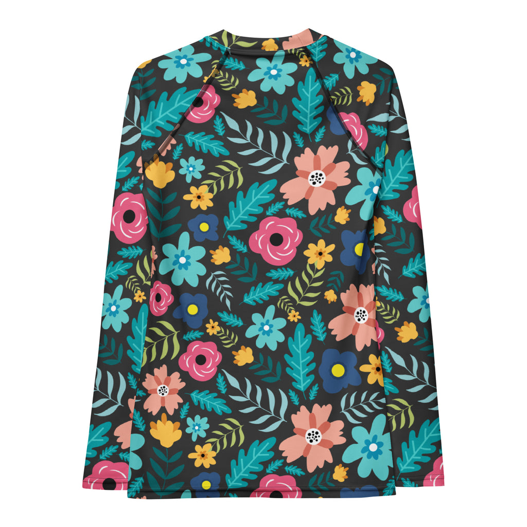 Women's Dark Green Floral Long Sleeve Rash Guard Swim Shirt – Buttery Soft, Sun Safe UPF 50+ Protection, Quick Dry & 4-Way Stretch Comfort