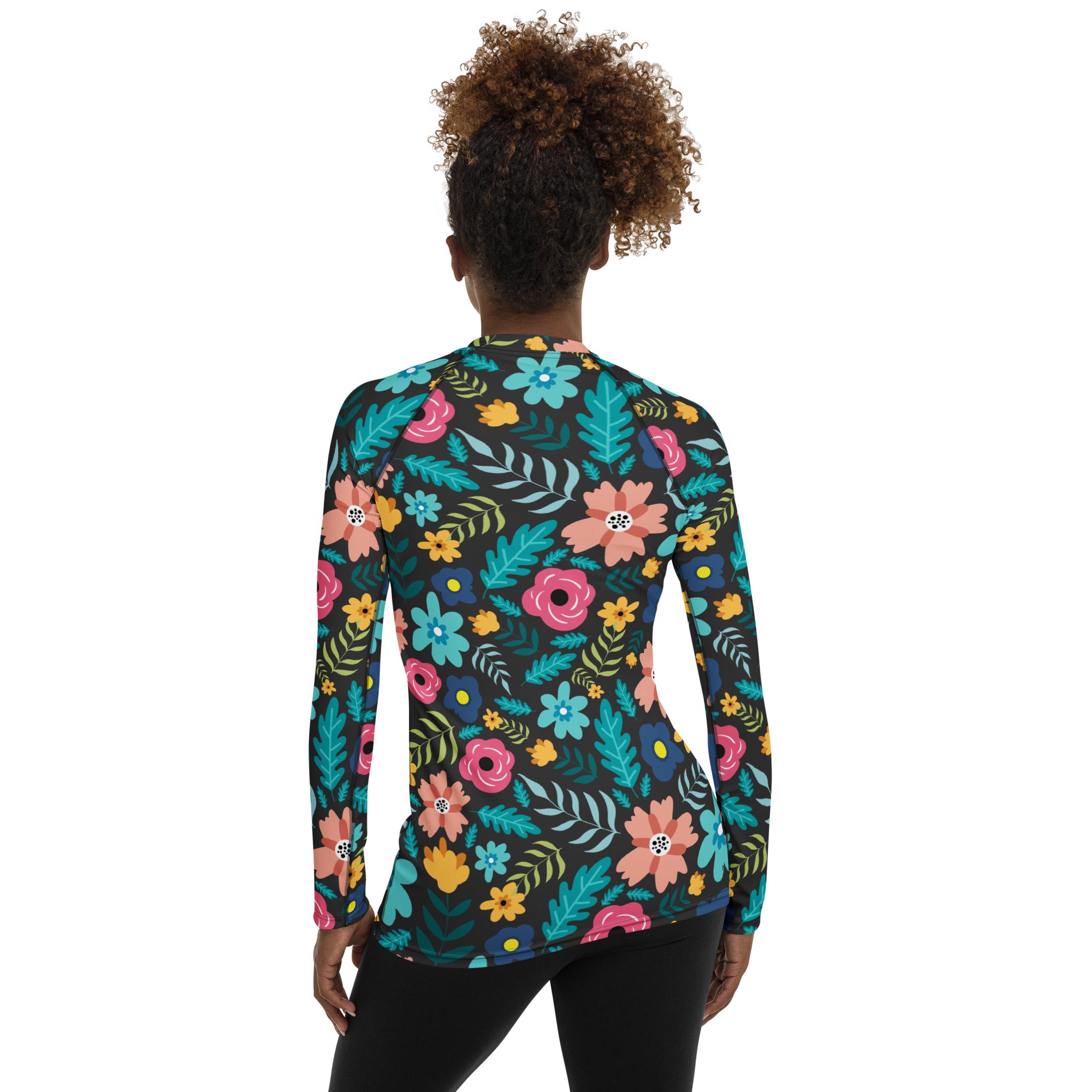 Women's Dark Green Floral Long Sleeve Rash Guard Swim Shirt – Buttery Soft, Sun Safe UPF 50+ Protection, Quick Dry & 4-Way Stretch Comfort