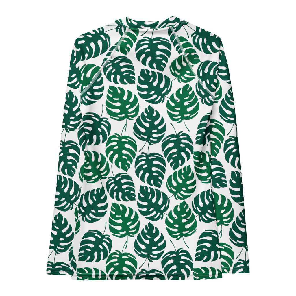 Women's Monstera Leaf Long Sleeve Rash Guard Swim Shirt – Buttery Soft, Sun Safe UPF 50+ Protection, Quick Dry & 4-Way Stretch Comfort