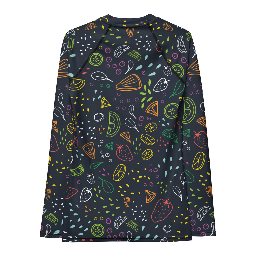 Women's Colorful Fruit Long Sleeve Rash Guard Swim Shirt – Buttery Soft, Sun Safe UPF 50+ Protection, Quick Dry & 4-Way Stretch Comfort