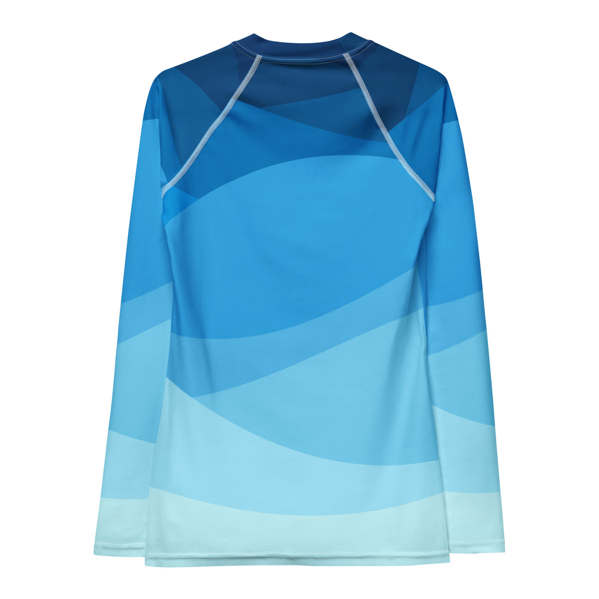Women's Blue Ocean Waves Long Sleeve Rash Guard Swim Shirt – Buttery Soft, Sun Safe UPF 50+ Protection, Quick Dry & 4-Way Stretch Comfort