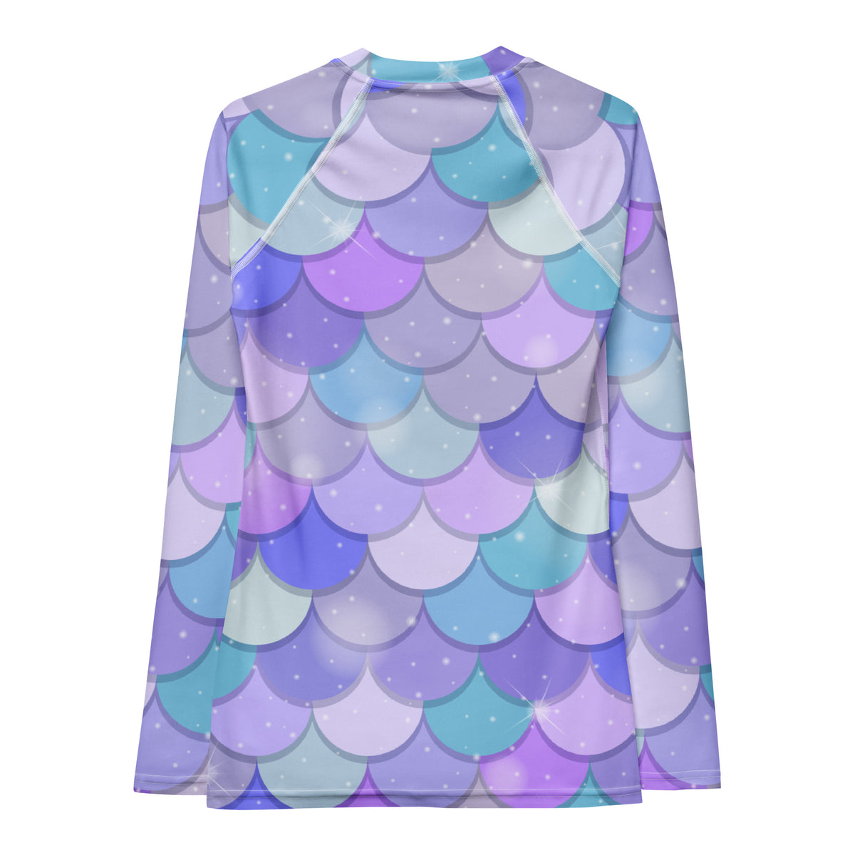 Women's Pastel Mermaid Scales Long Sleeve Rash Guard Swim Shirt – Buttery Soft, Sun Safe UPF 50+ Protection, Quick Dry & 4-Way Stretch Comfort