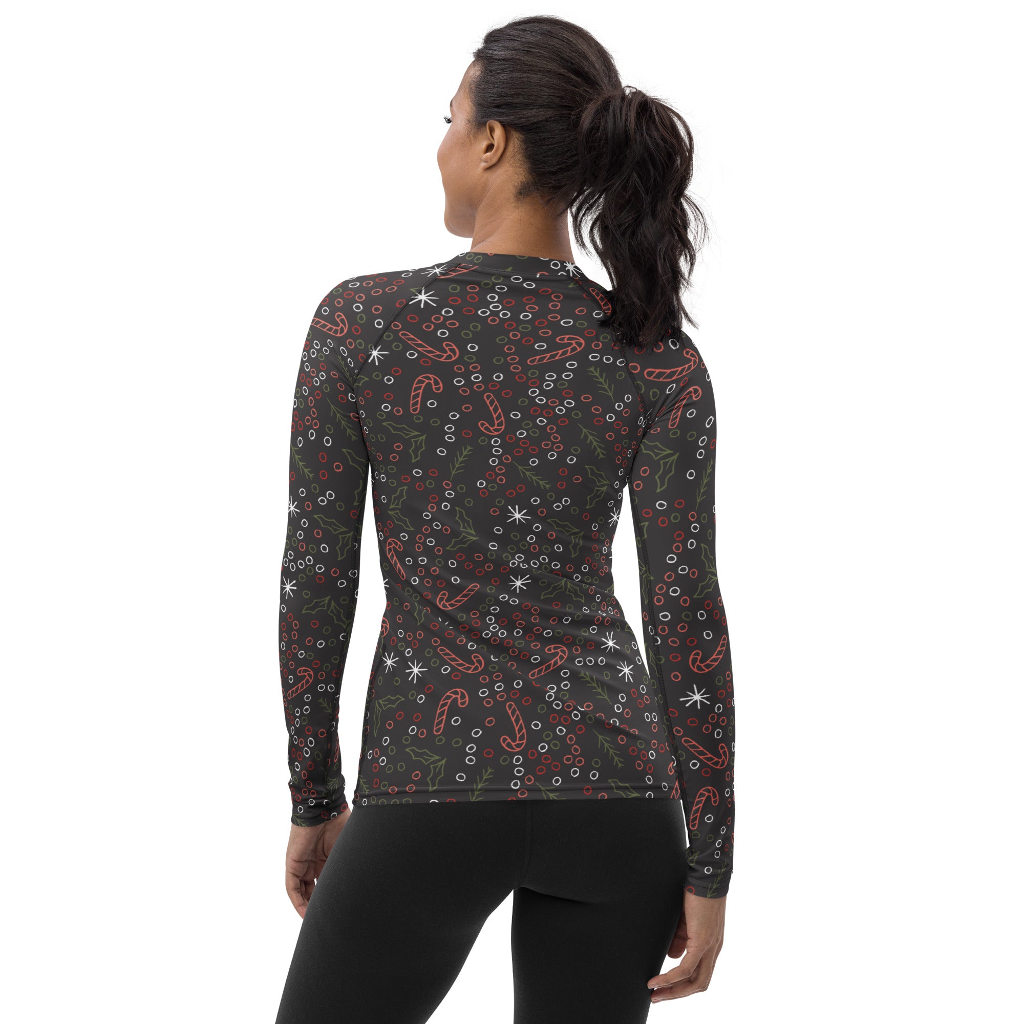 Women's Holiday Holly Long Sleeve Rash Guard Swim Shirt – Buttery Soft, Sun Safe UPF 50+ Protection, Quick Dry & 4-Way Stretch Comfort