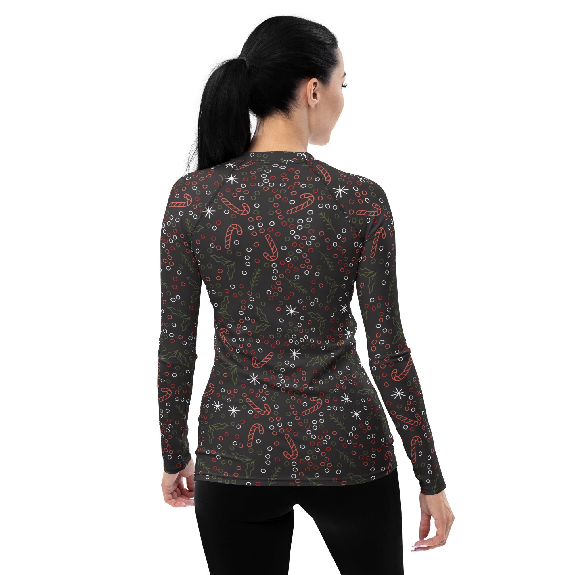 Women's Holiday Holly Long Sleeve Rash Guard Swim Shirt – Buttery Soft, Sun Safe UPF 50+ Protection, Quick Dry & 4-Way Stretch Comfort