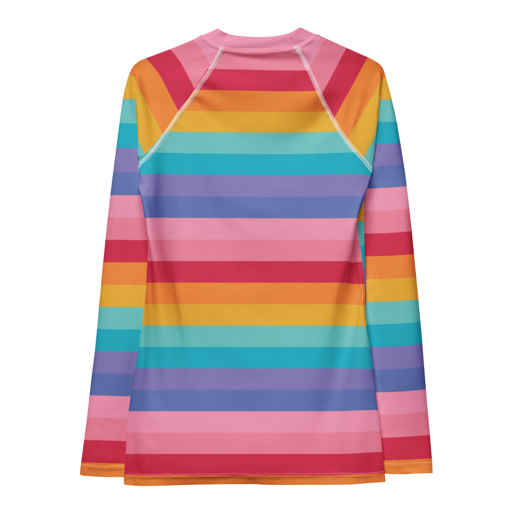 Women's Bright Striped Rainbow Long Sleeve Rash Guard Swim Shirt – Buttery Soft, Sun Safe UPF 50+ Protection, Quick Dry & 4-Way Stretch Comfort