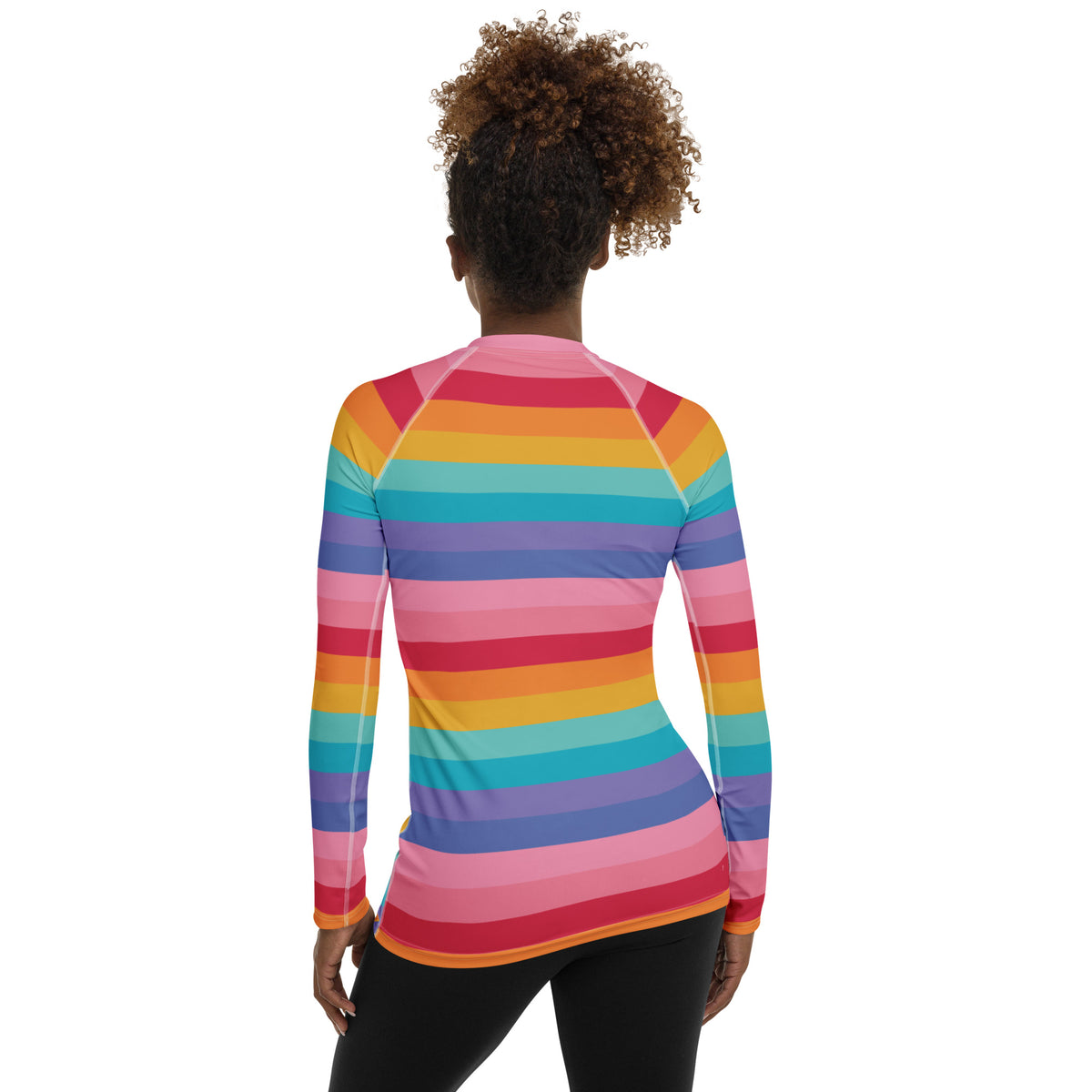 Women's Bright Striped Rainbow Long Sleeve Rash Guard Swim Shirt – Buttery Soft, Sun Safe UPF 50+ Protection, Quick Dry & 4-Way Stretch Comfort