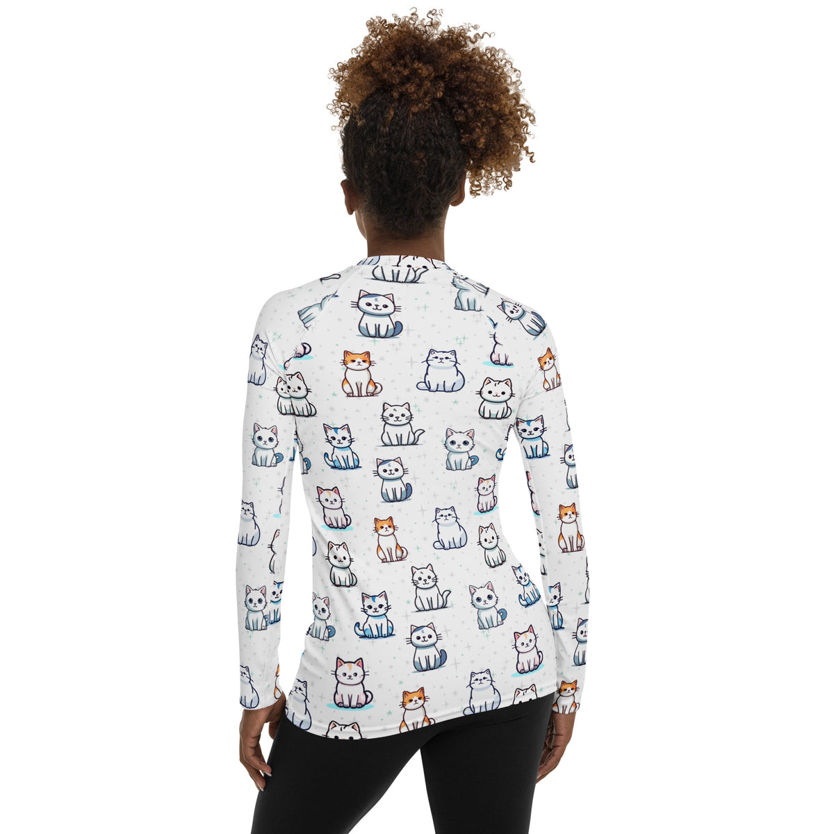 Women's Cute Cat Long Sleeve Rash Guard Swim Shirt – Buttery Soft, Sun Safe UPF 50+ Protection, Quick Dry & 4-Way Stretch Comfort