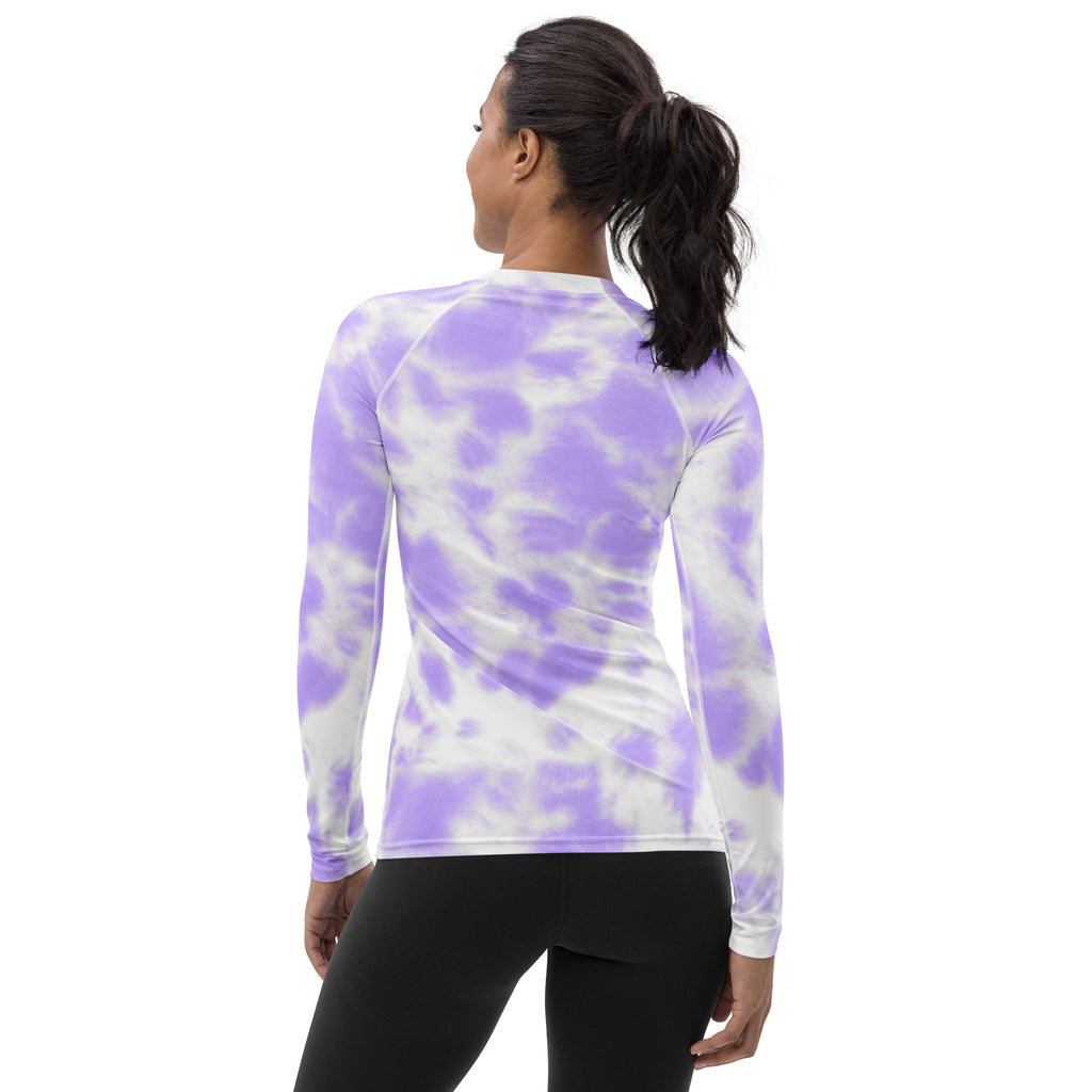 Women's Purple Tie Dye Long Sleeve Rash Guard Swim Shirt – Buttery Soft, Sun Safe UPF 50+ Protection, Quick Dry & 4-Way Stretch Comfort