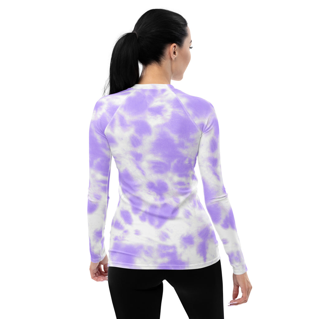 Women's Purple Tie Dye Long Sleeve Rash Guard Swim Shirt – Buttery Soft, Sun Safe UPF 50+ Protection, Quick Dry & 4-Way Stretch Comfort