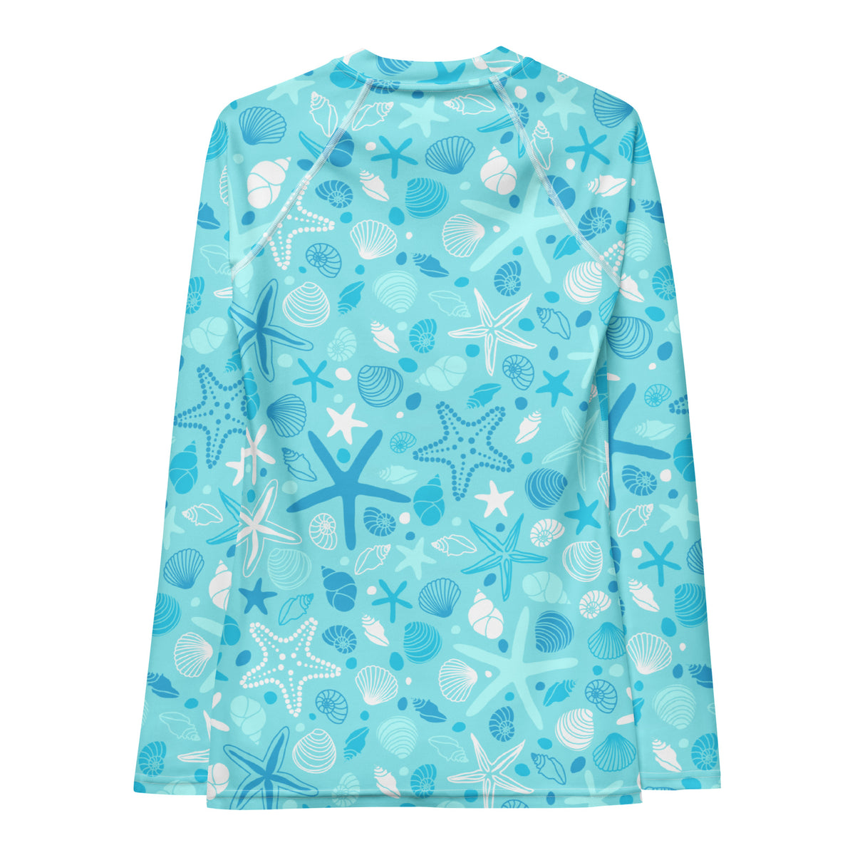 Women's Starfish & Shells Long Sleeve Rash Guard Swim Shirt – Buttery Soft, Sun Safe UPF 50+ Protection, Quick Dry & 4-Way Stretch Comfort