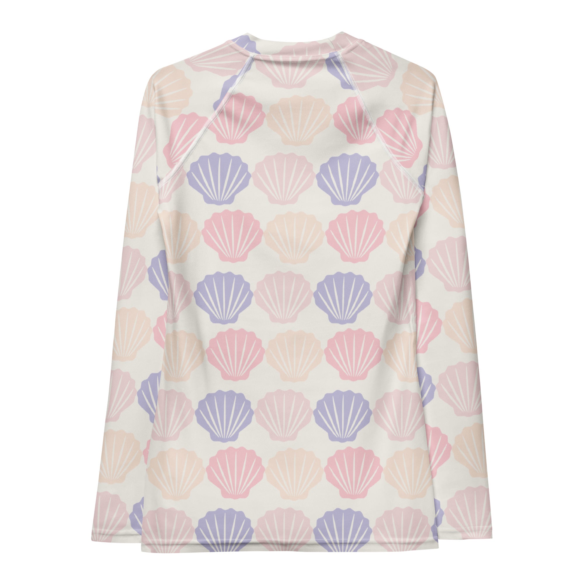 Women's Pastel Seashell Long Sleeve Rash Guard Swim Shirt – Buttery Soft, Sun Safe UPF 50+ Protection, Quick Dry & 4-Way Stretch Comfort