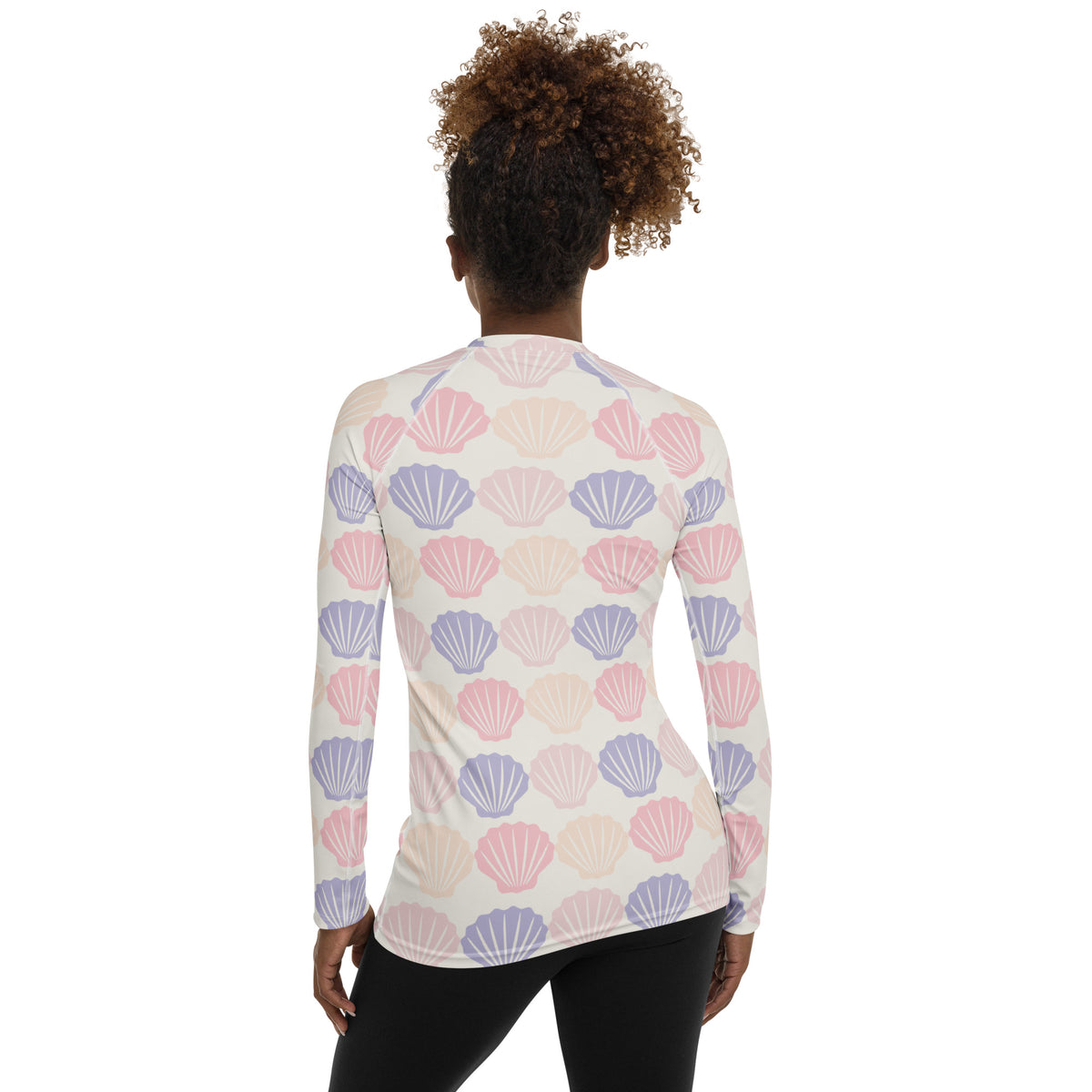 Women's Pastel Seashell Long Sleeve Rash Guard Swim Shirt – Buttery Soft, Sun Safe UPF 50+ Protection, Quick Dry & 4-Way Stretch Comfort