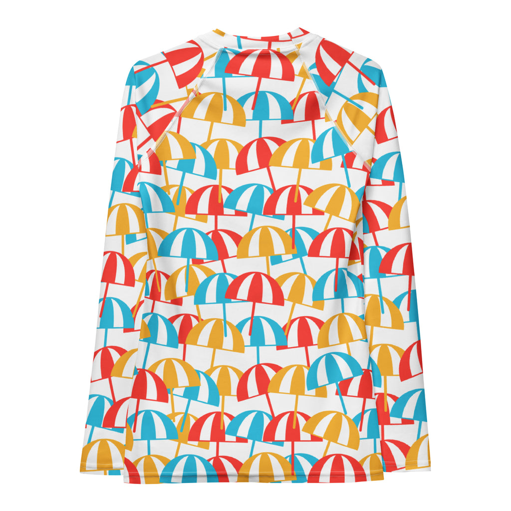 Women's Colorful Beach Umbrella Long Sleeve Rash Guard Swim Shirt – Buttery Soft, Sun Safe UPF 50+ Protection, Quick Dry & 4-Way Stretch Comfort