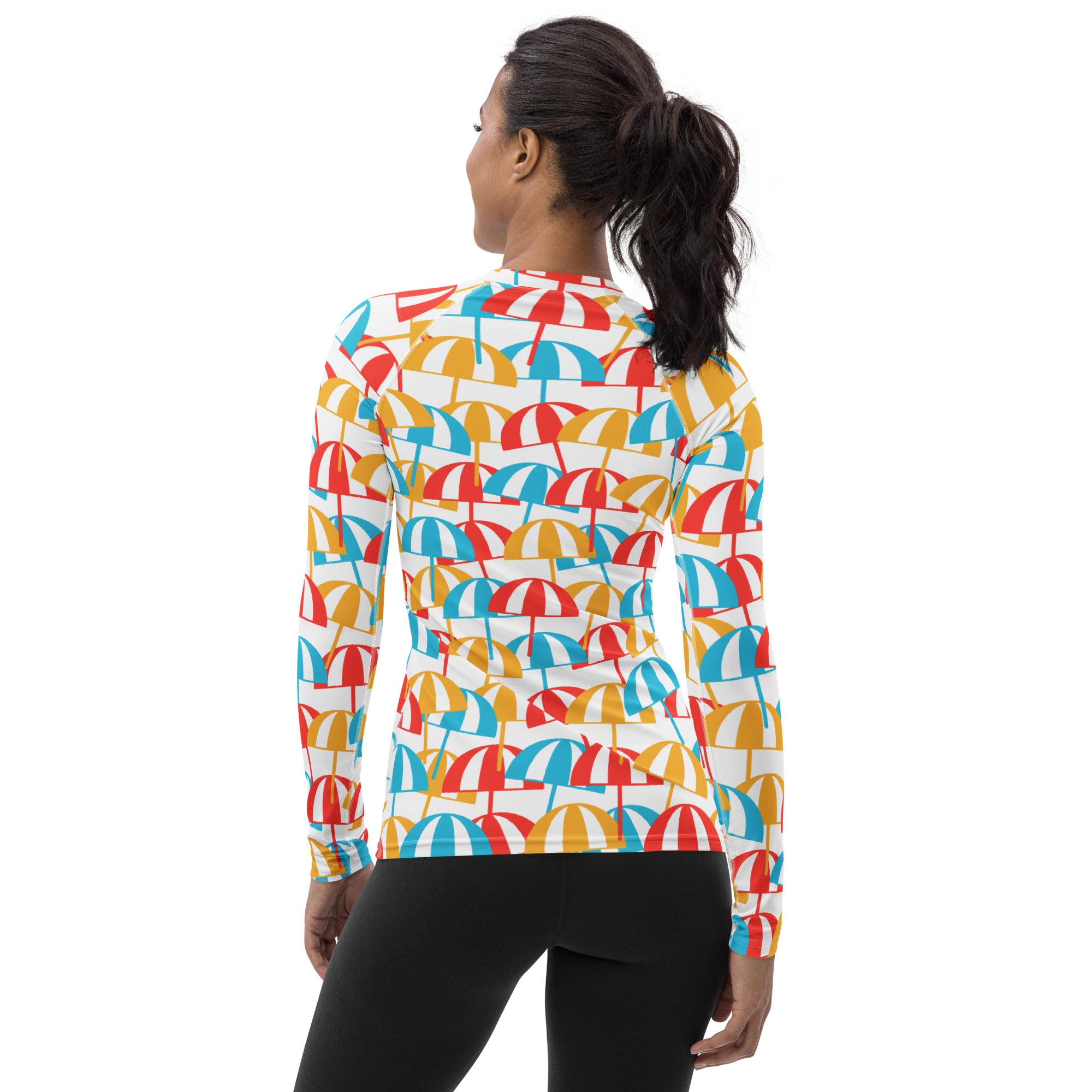 Women's Colorful Beach Umbrella Long Sleeve Rash Guard Swim Shirt – Buttery Soft, Sun Safe UPF 50+ Protection, Quick Dry & 4-Way Stretch Comfort