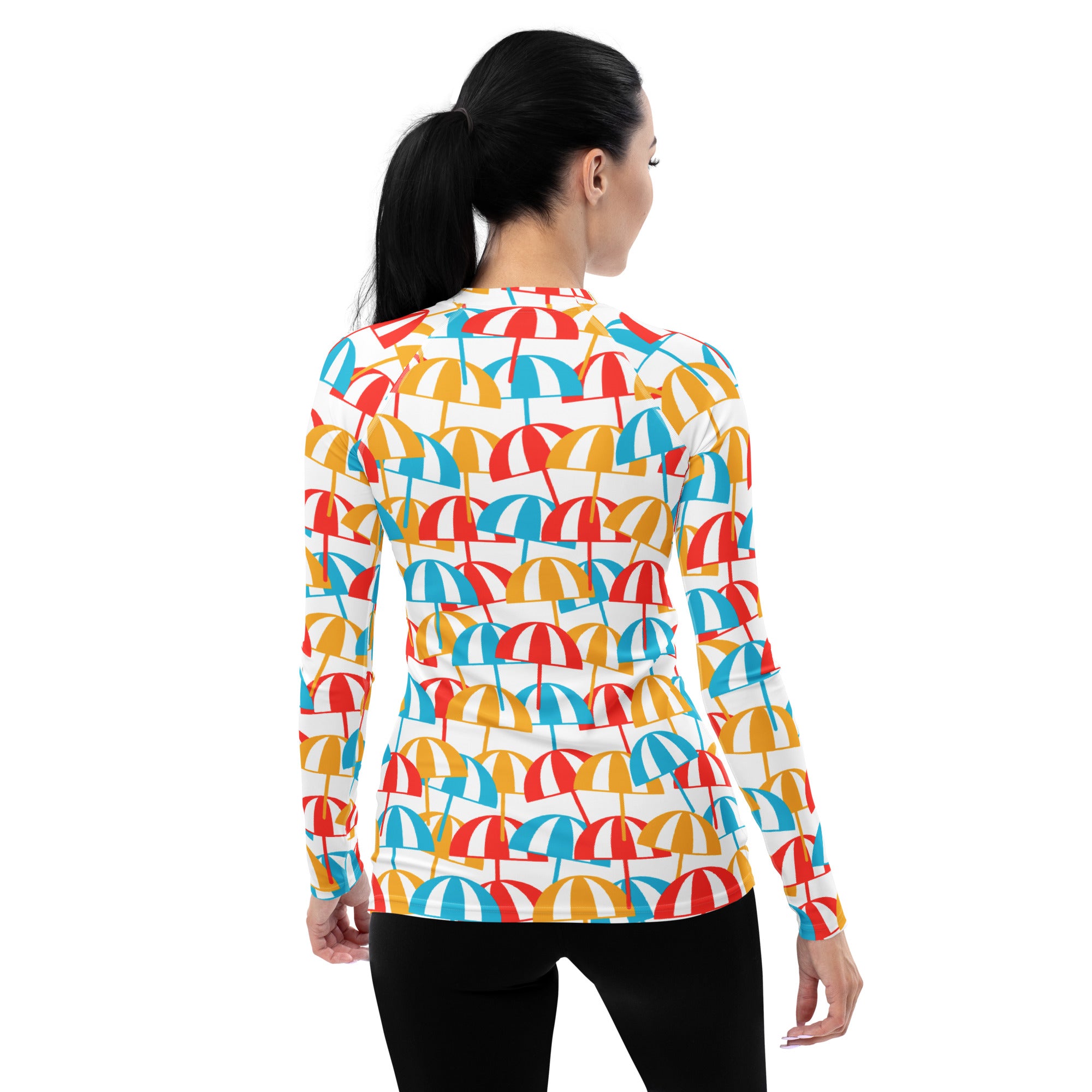 Women's Colorful Beach Umbrella Long Sleeve Rash Guard Swim Shirt – Buttery Soft, Sun Safe UPF 50+ Protection, Quick Dry & 4-Way Stretch Comfort