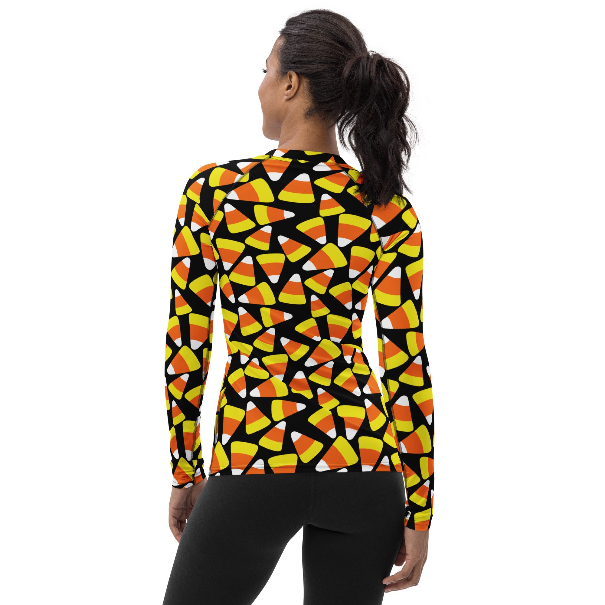 Women's Candy Corn Long Sleeve Rash Guard Swim Shirt – Buttery Soft, Sun Safe UPF 50+ Protection, Quick Dry & 4-Way Stretch Comfort