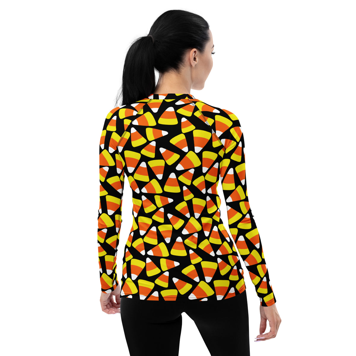 Women's Candy Corn Long Sleeve Rash Guard Swim Shirt – Buttery Soft, Sun Safe UPF 50+ Protection, Quick Dry & 4-Way Stretch Comfort