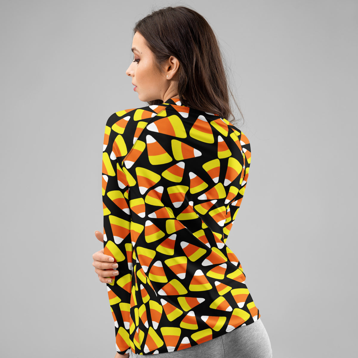 Women's Candy Corn Long Sleeve Rash Guard Swim Shirt – Buttery Soft, Sun Safe UPF 50+ Protection, Quick Dry & 4-Way Stretch Comfort