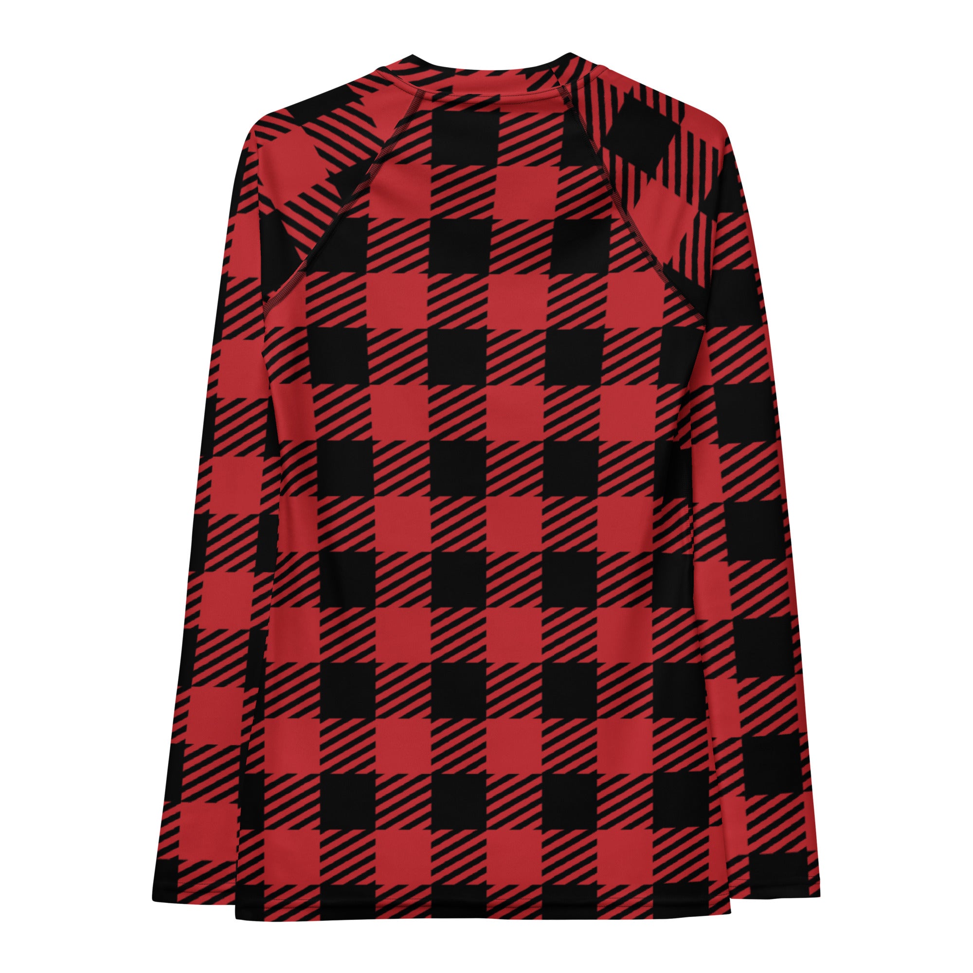 Women's Red & Black Buffalo Plaid Christmas Long Sleeve Rash Guard Swim Shirt – Buttery Soft, Sun Safe UPF 50+ Protection, Quick Dry & 4-Way Stretch Comfort