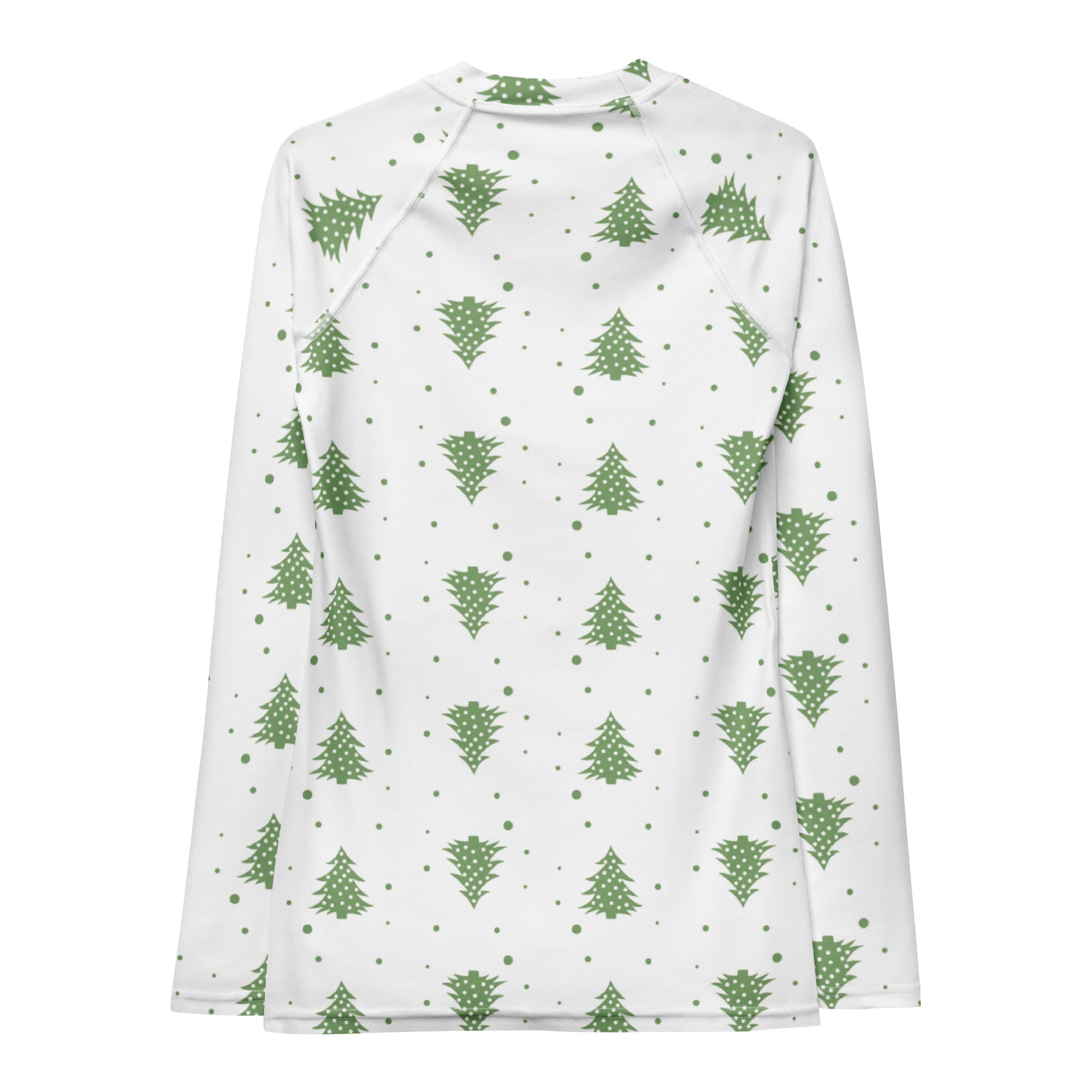 Women's Green Christmas Tree Long Sleeve Rash Guard Swim Shirt – Buttery Soft, Sun Safe UPF 50+ Protection, Quick Dry & 4-Way Stretch Comfort