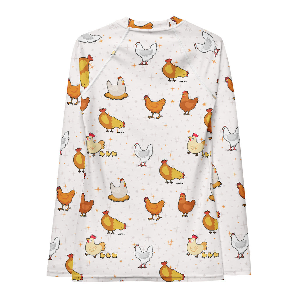 Women's Chicken Long Sleeve Rash Guard Swim Shirt – Buttery Soft, Sun Safe UPF 50+ Protection, Quick Dry & 4-Way Stretch Comfort