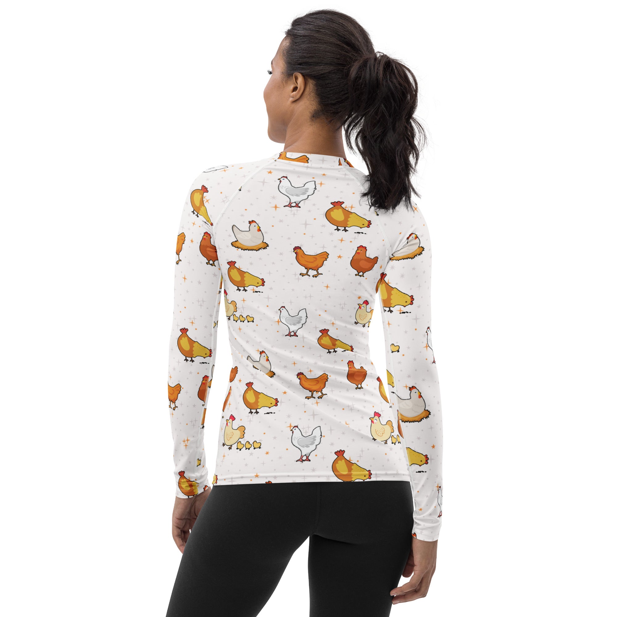Women's Chicken Long Sleeve Rash Guard Swim Shirt – Buttery Soft, Sun Safe UPF 50+ Protection, Quick Dry & 4-Way Stretch Comfort