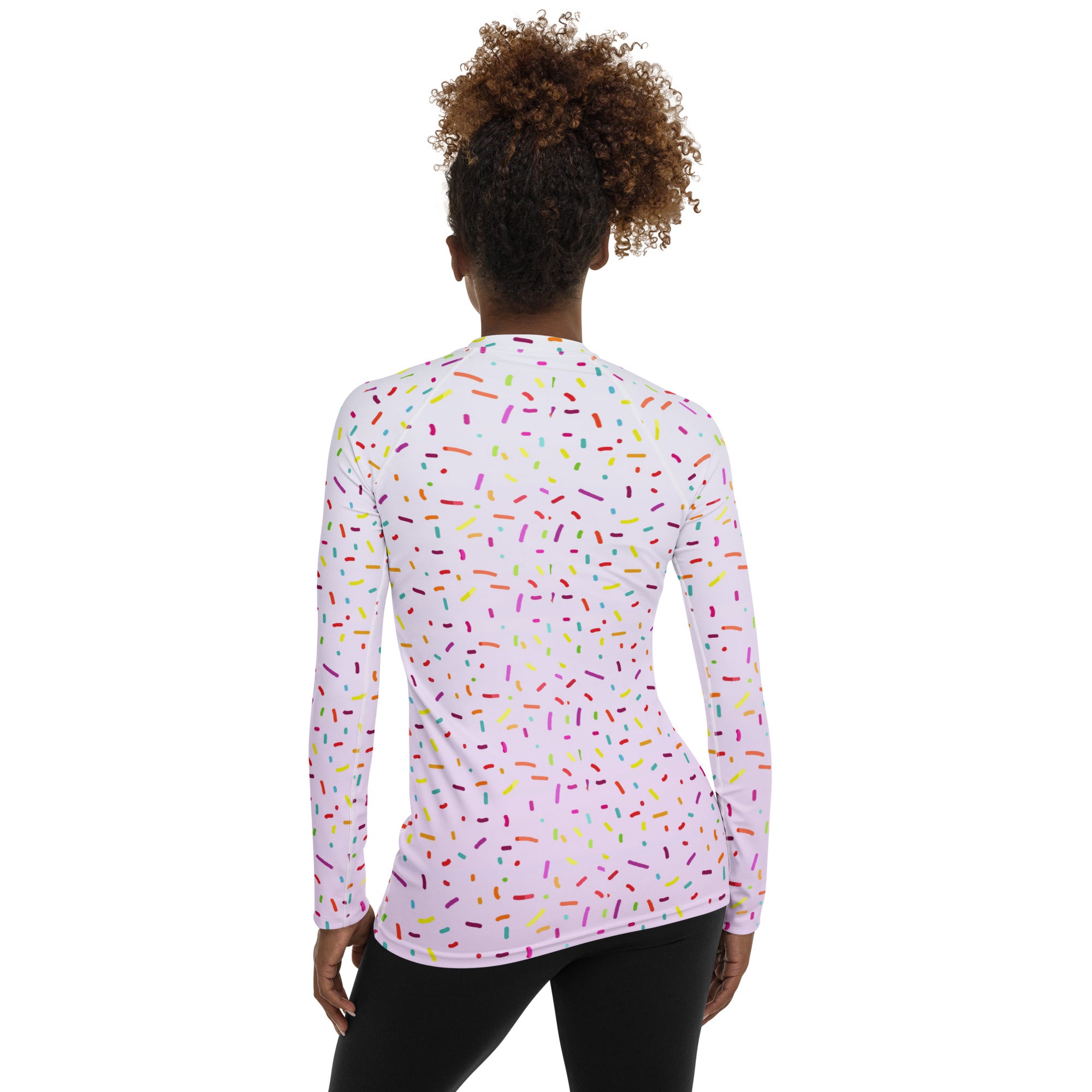 Women's Colorful Sprinkles Long Sleeve Rash Guard Swim Shirt – Buttery Soft, Sun Safe UPF 50+ Protection, Quick Dry & 4-Way Stretch Comfort
